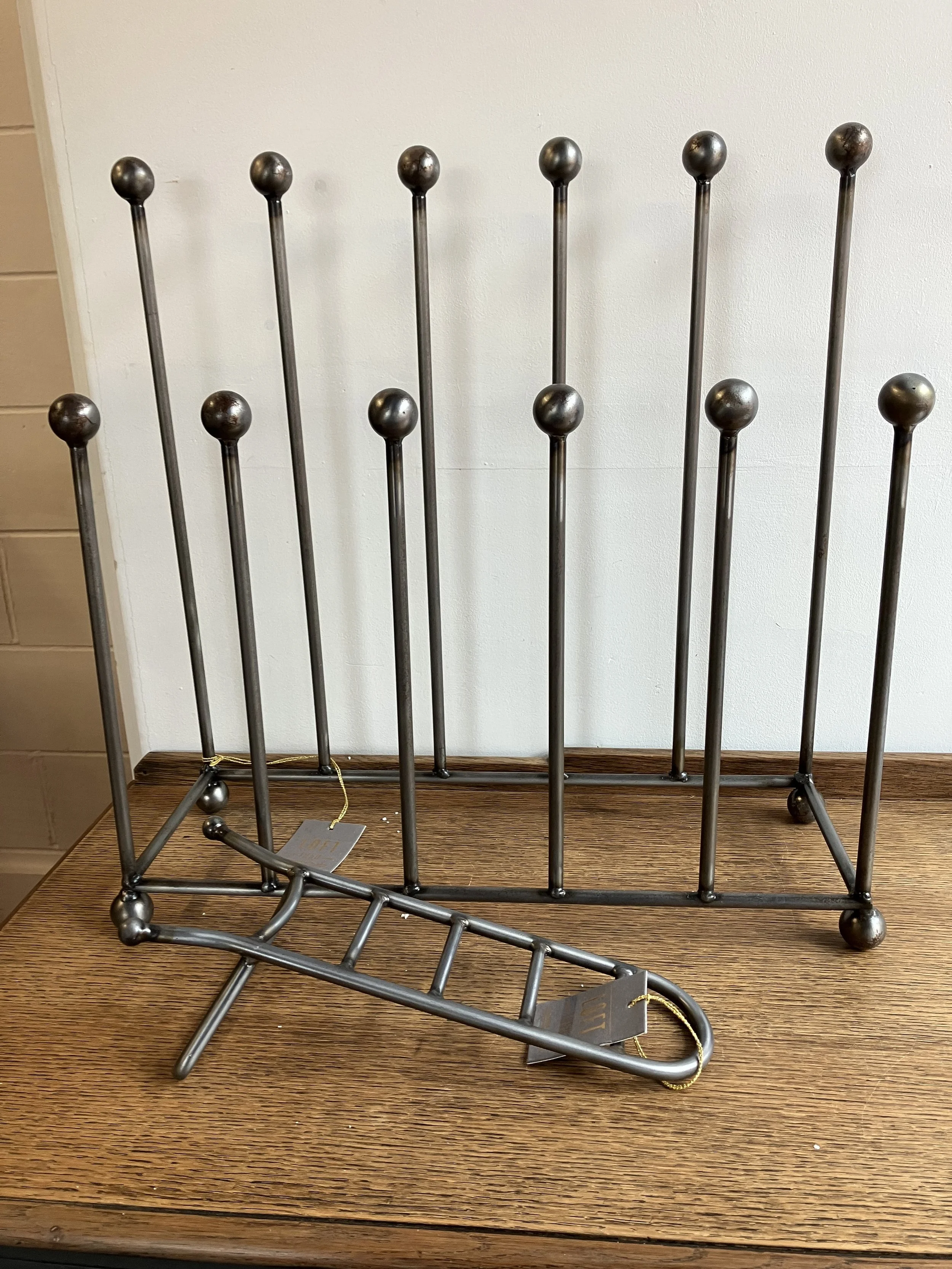 Loft 1850 Brushed Steel Large Double Row Welly Boot Stand and Boot Jack