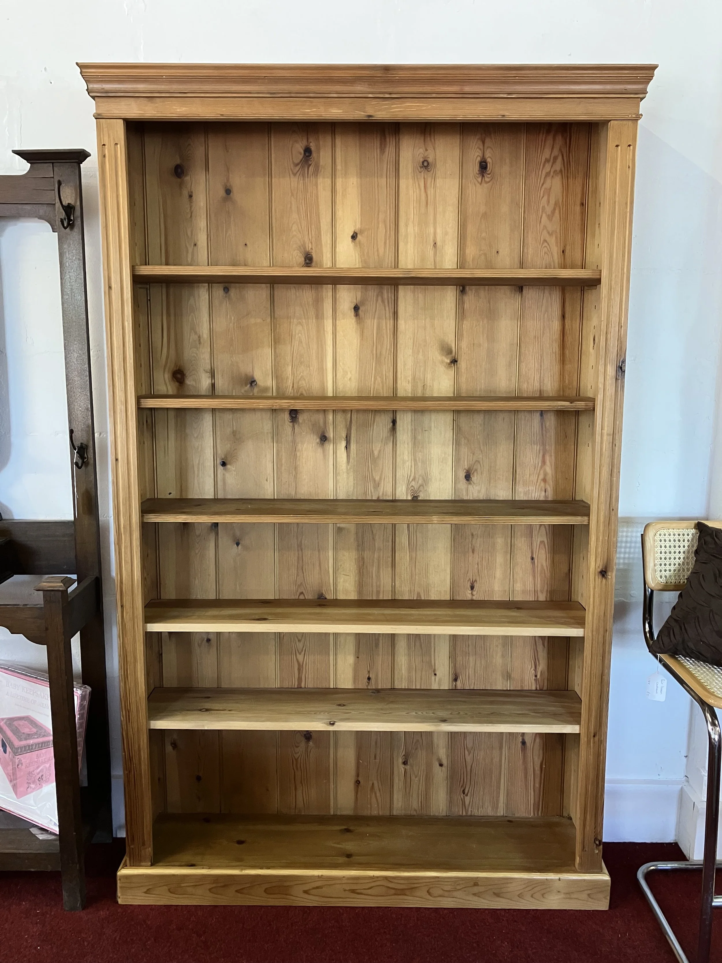 Large Solid Pine Freestanding Bookcase with Adjustable Shelves