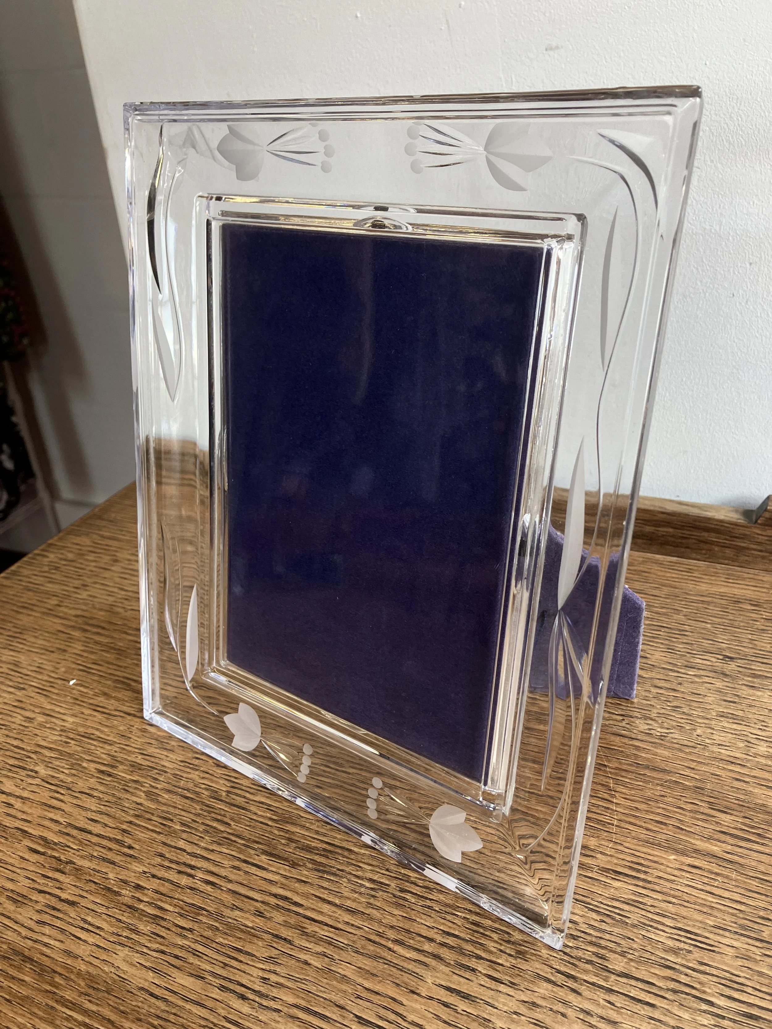 Vintage Freestanding Cut Glass Photo Frame
