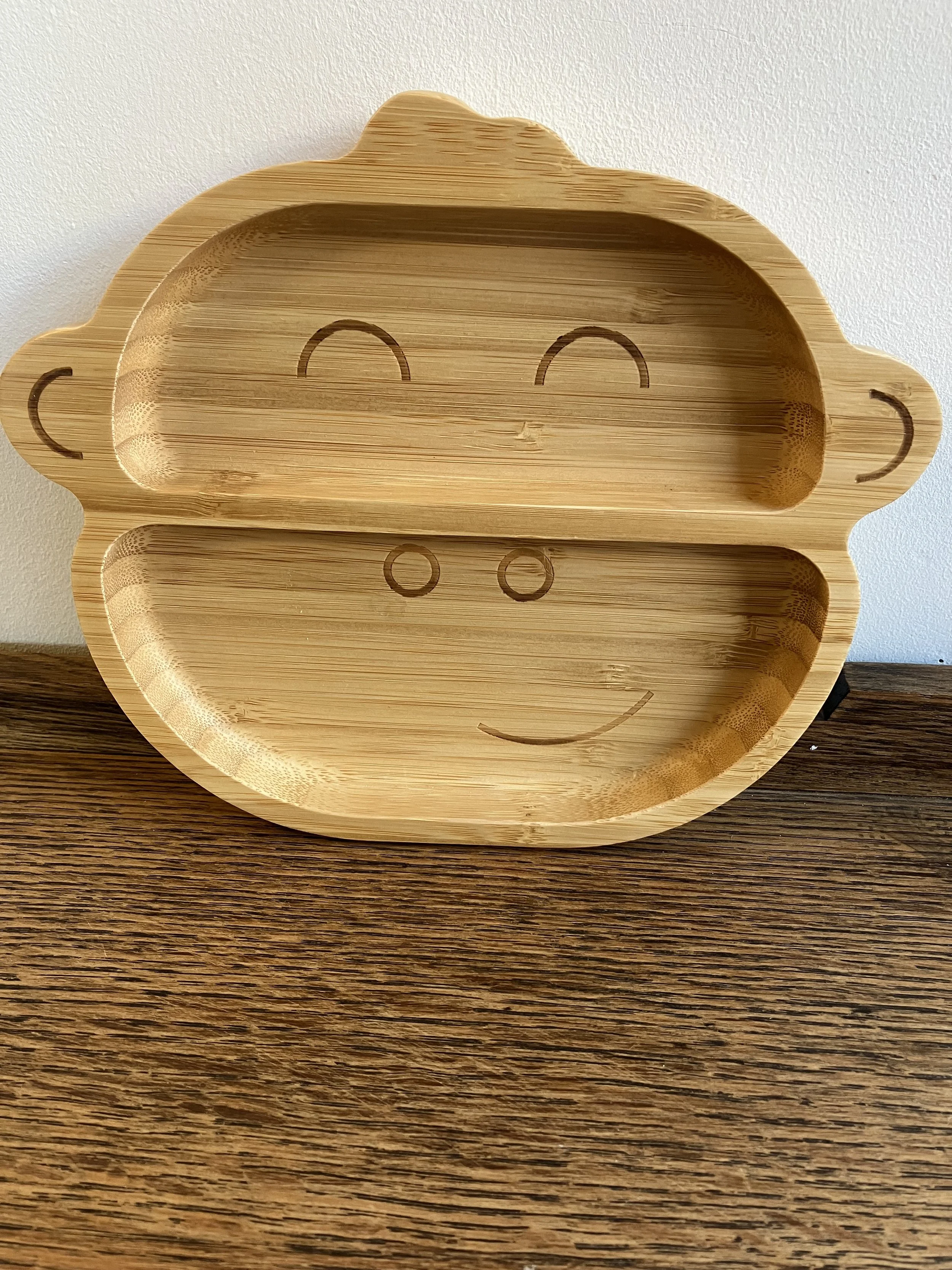 Tiny Dining Child's Bamboo Plate with Monkey Face