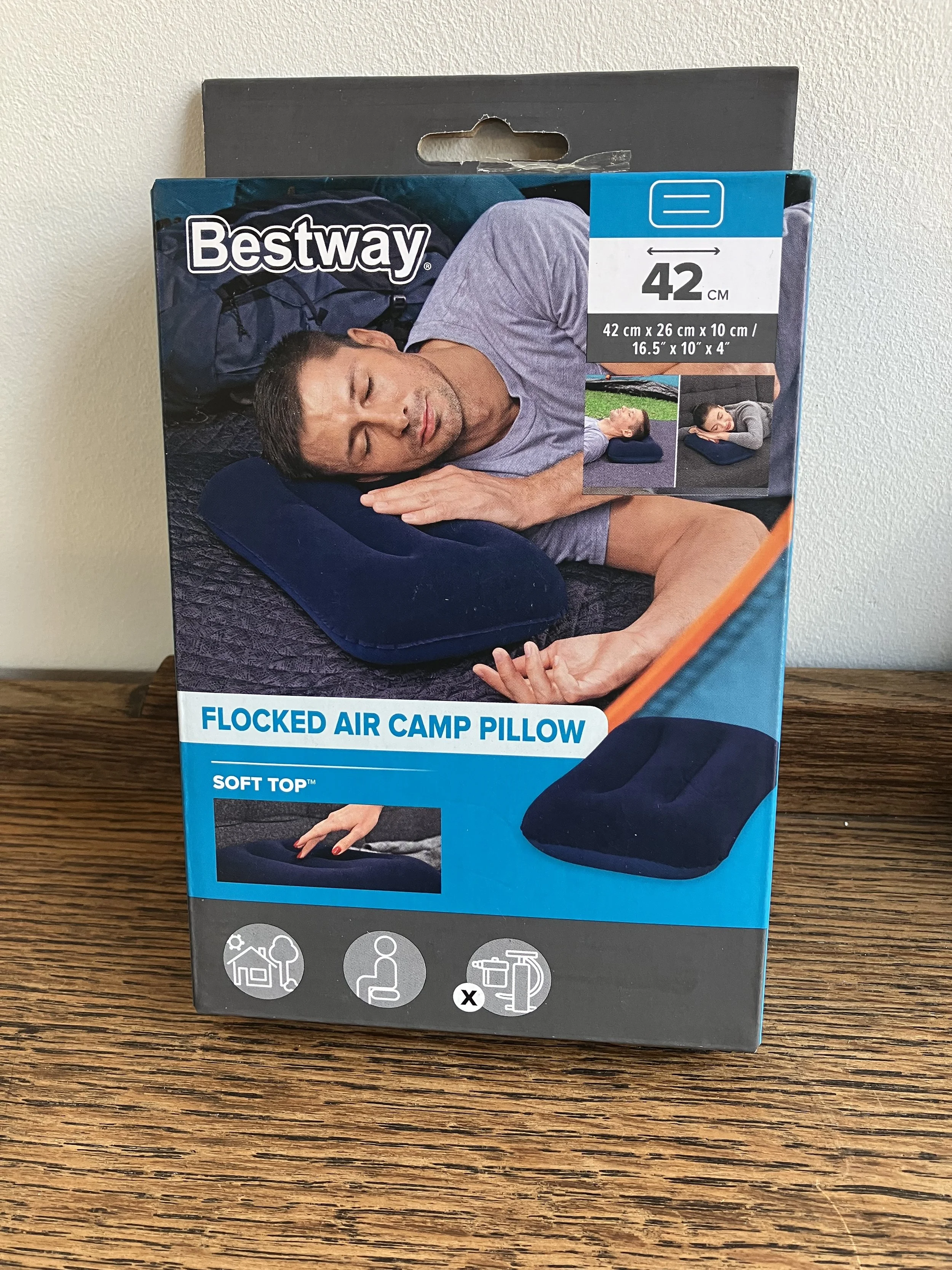 Bestway Soft Top Inflatable Flocked Air Camping Pillow / Neck Cushion