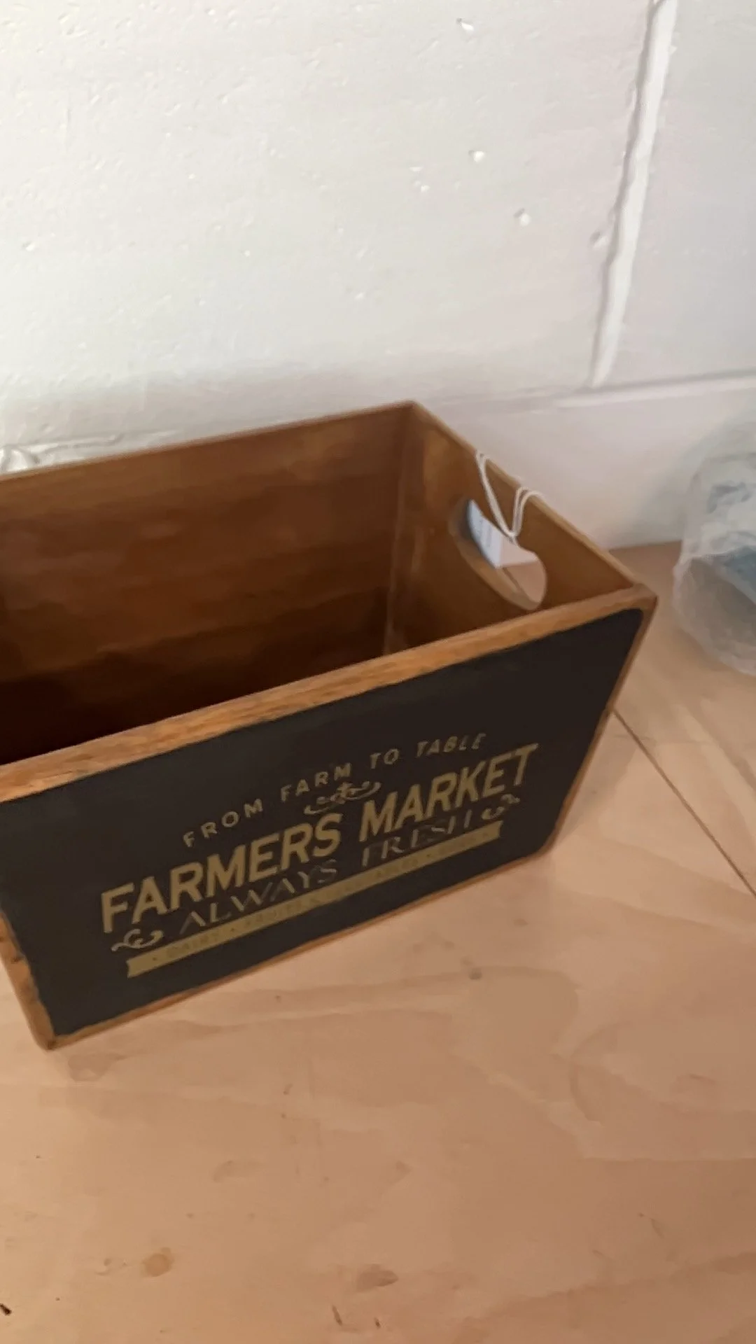 Medium Sized Wooden Black and Gold Farmers Market Storage Box