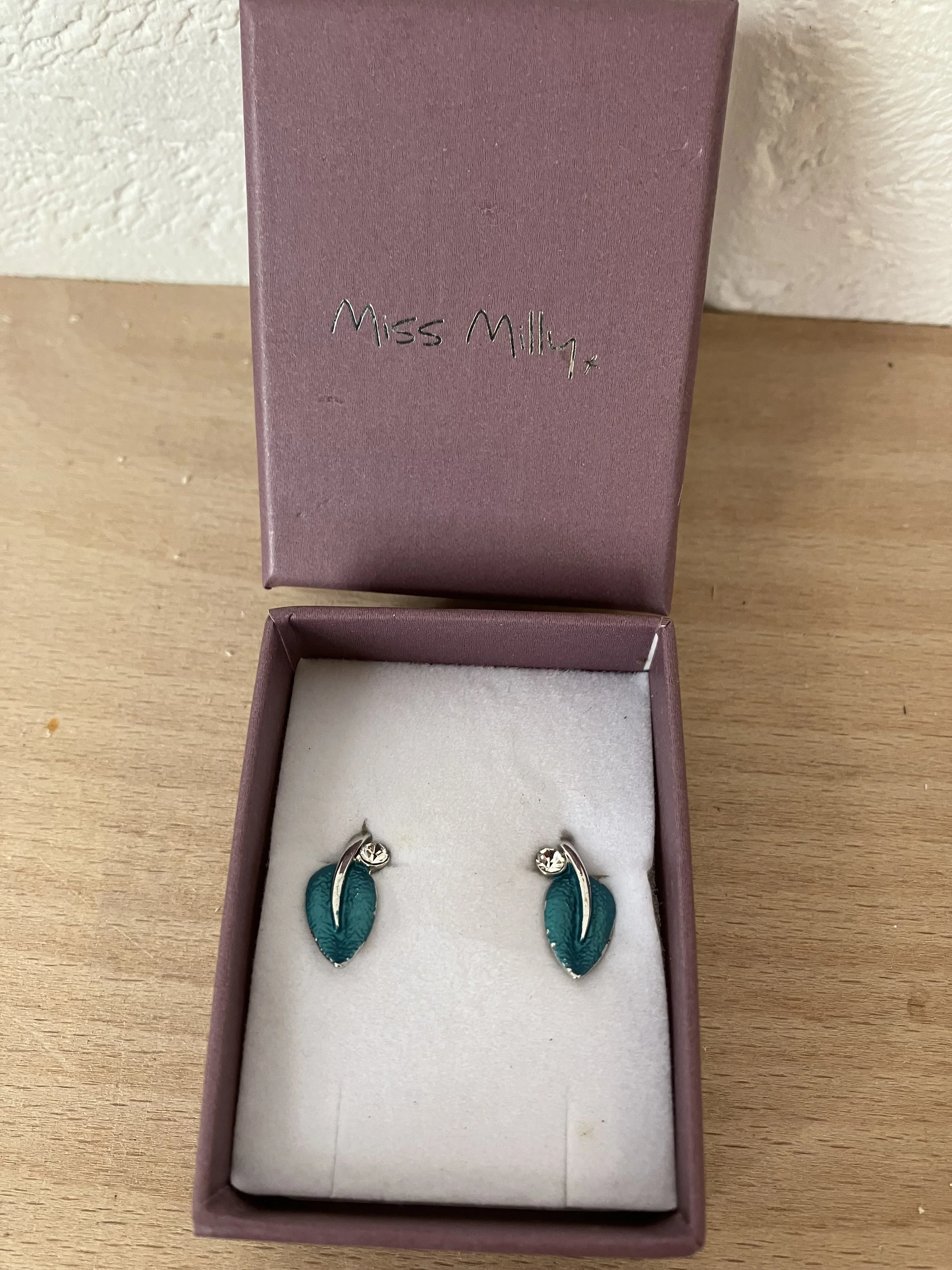 Pair of Miss Milly Leaf Shaped Pierced Earrings