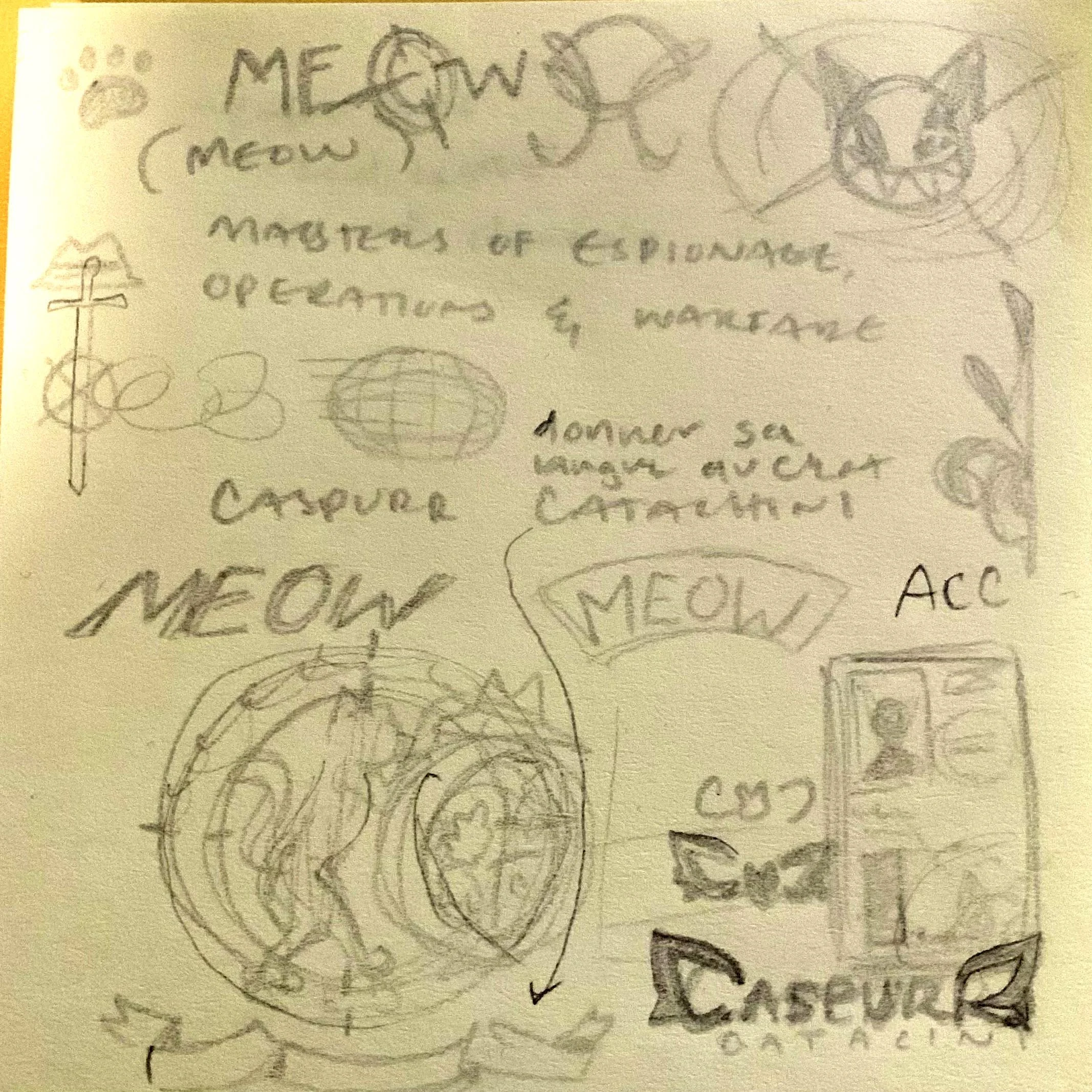 First post-it drawing of Caspurr's logo