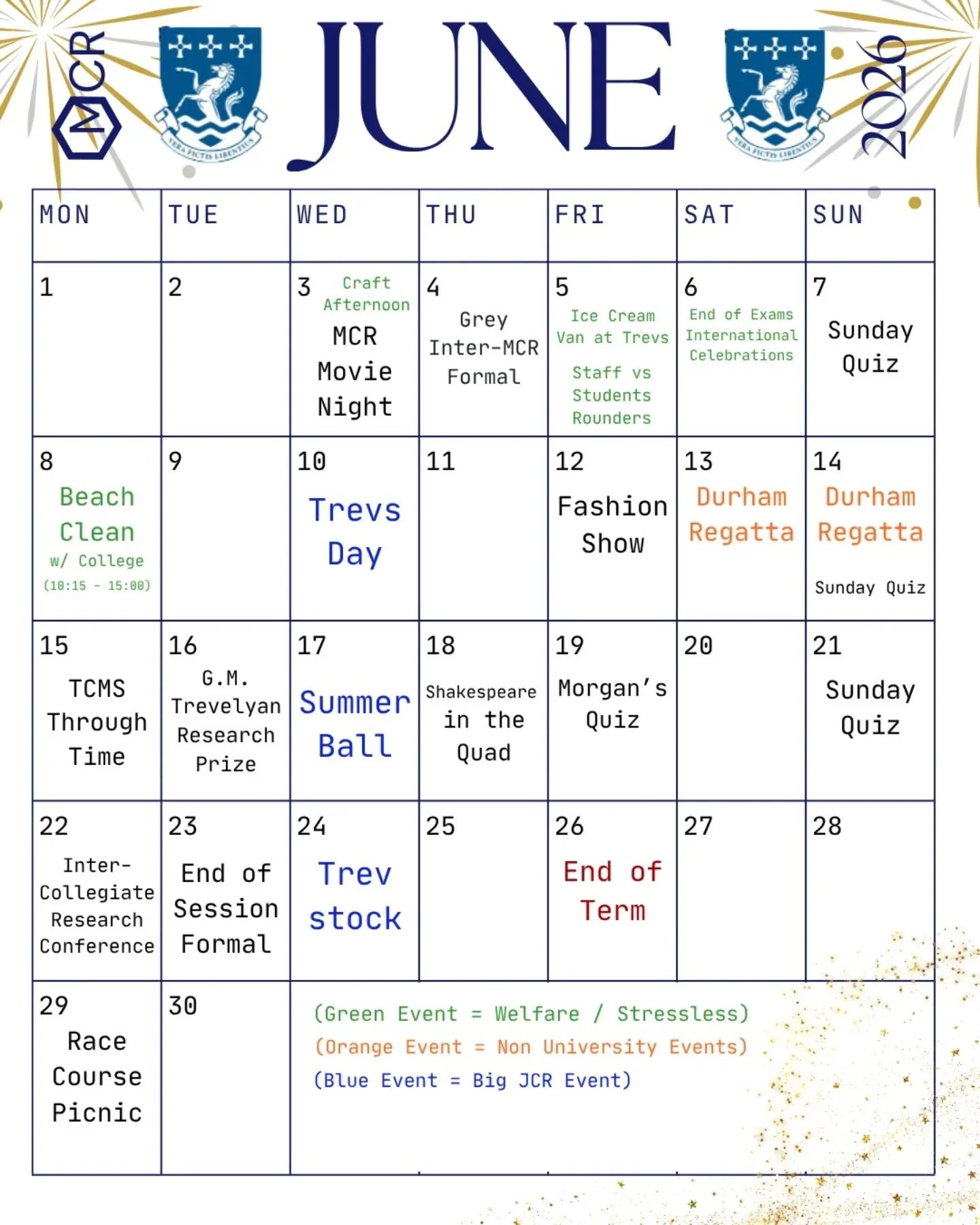 Hey Everyone!

Here are all the upcoming events happening in June within Trevelyan MCR and at Trevelyan College 

Can't wait to see you all there! 🎊
