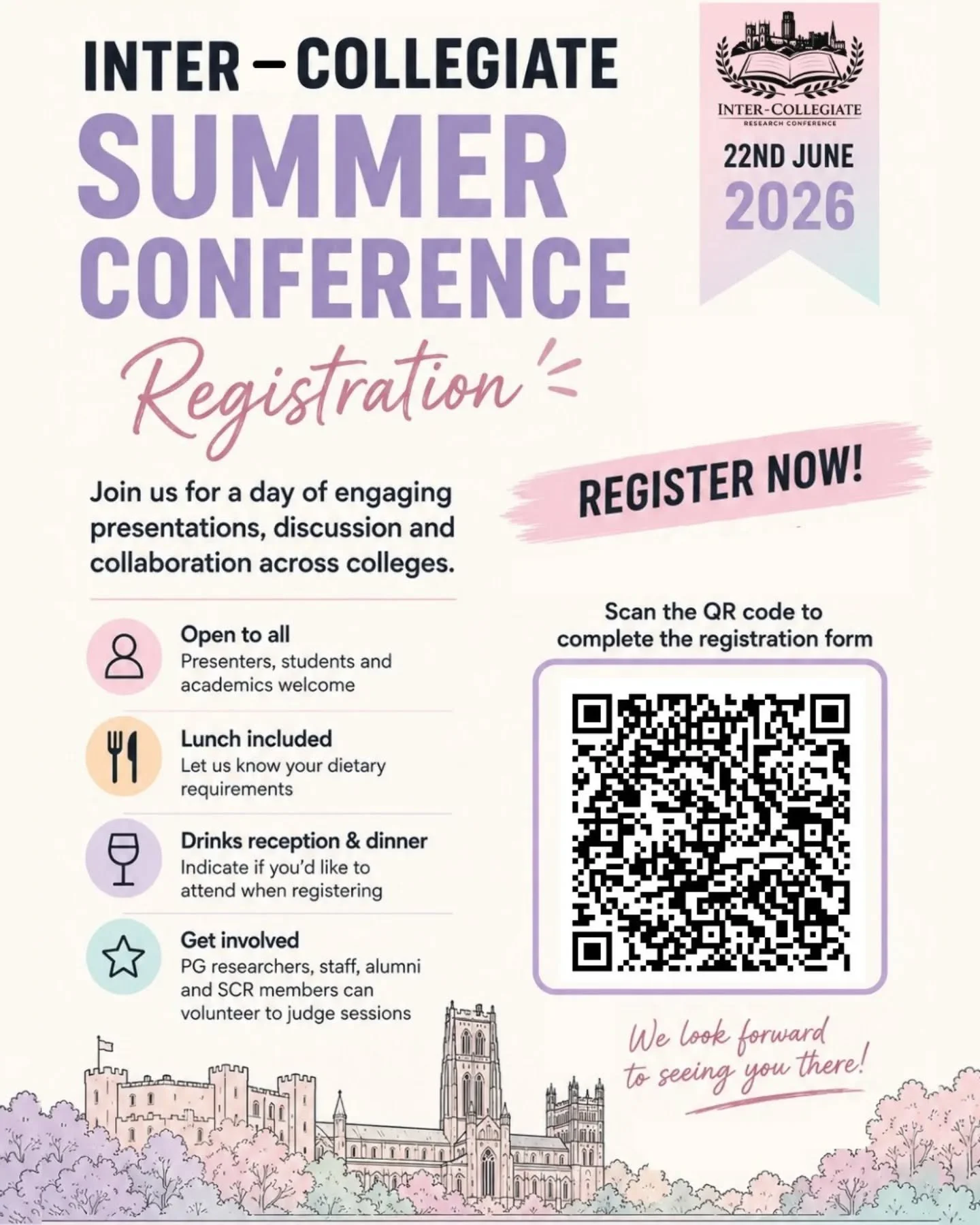 CALL FOR REGISTRATION 🎓

Intercollegiate Summer Conference 2026

Registration is open for Durham University&rsquo;s first Intercollegiate Summer Conference ✨

📍 Hosted at @stchadscollege &amp; @stjohnsdurham
📅 22nd June 2026

Join us for a day of 