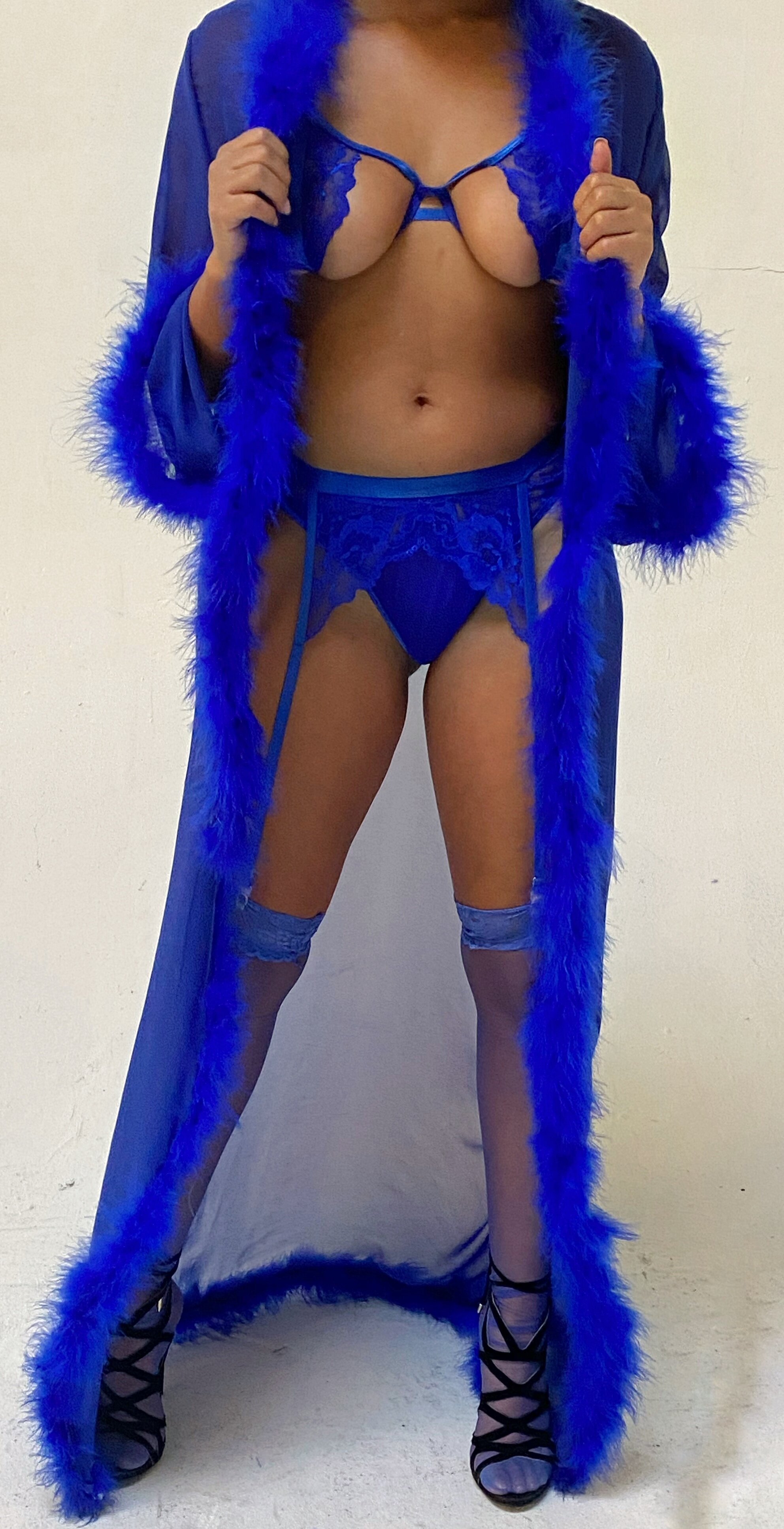 Royal Blue Fur Robe