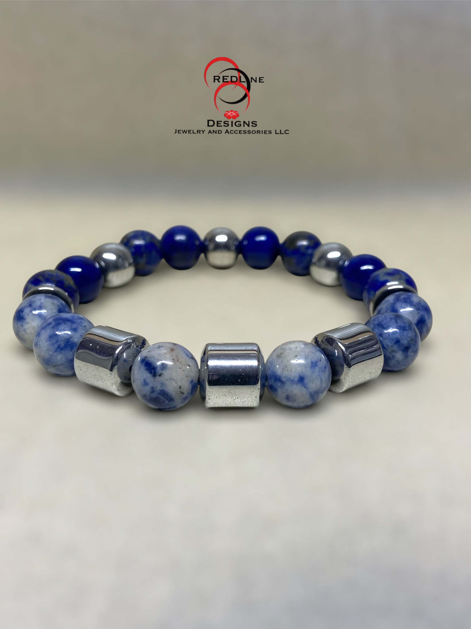 Men's Blue on Blue Gemstone Bracelet Item# M116