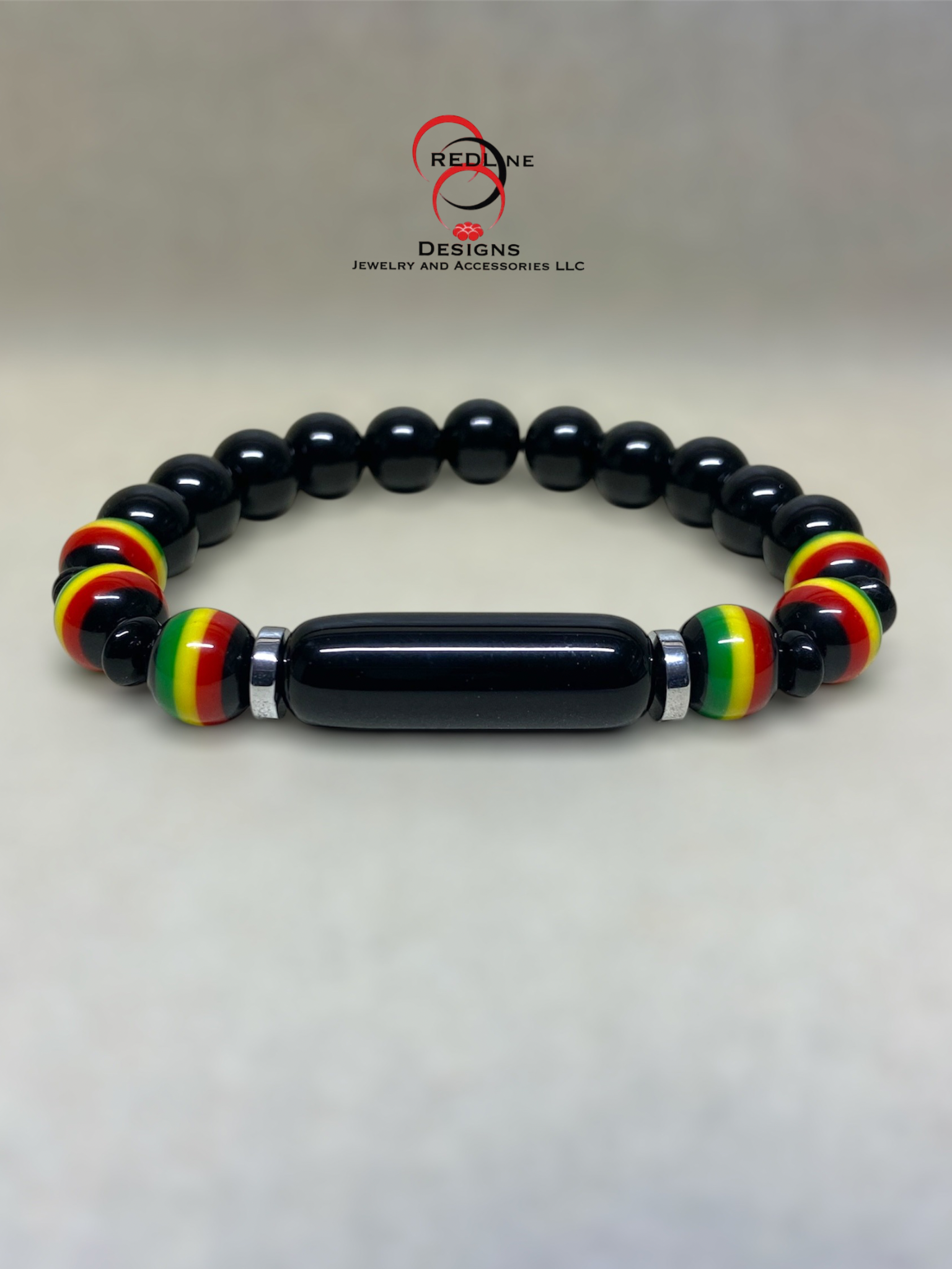 Men's African Inspired Black Onyx Gemstone Bracelet Item# M117