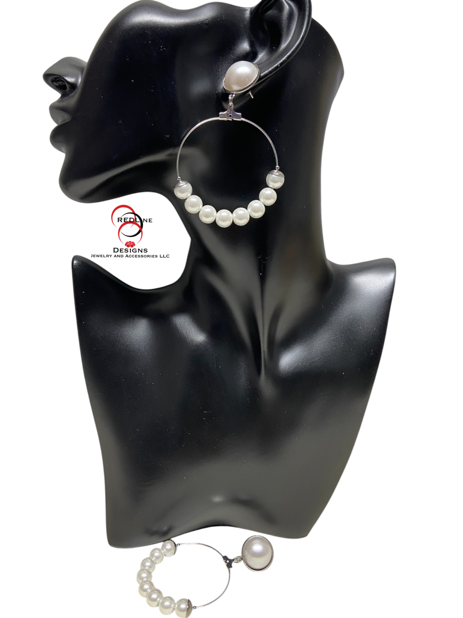 Faux Pearl Hoops Item #E75