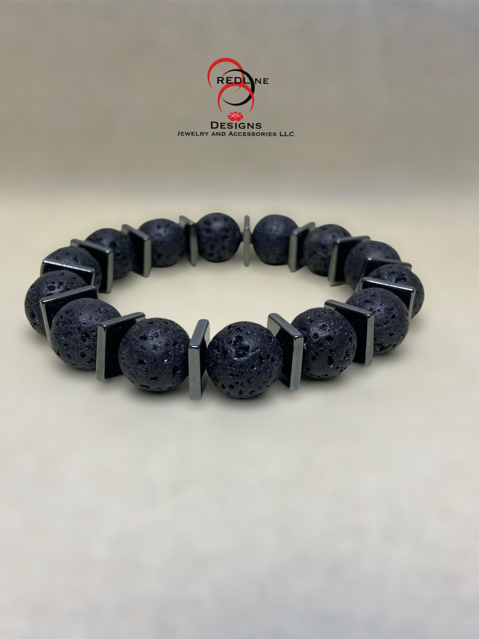 Men's Black Lava Gemstone Bracelet Item# M119