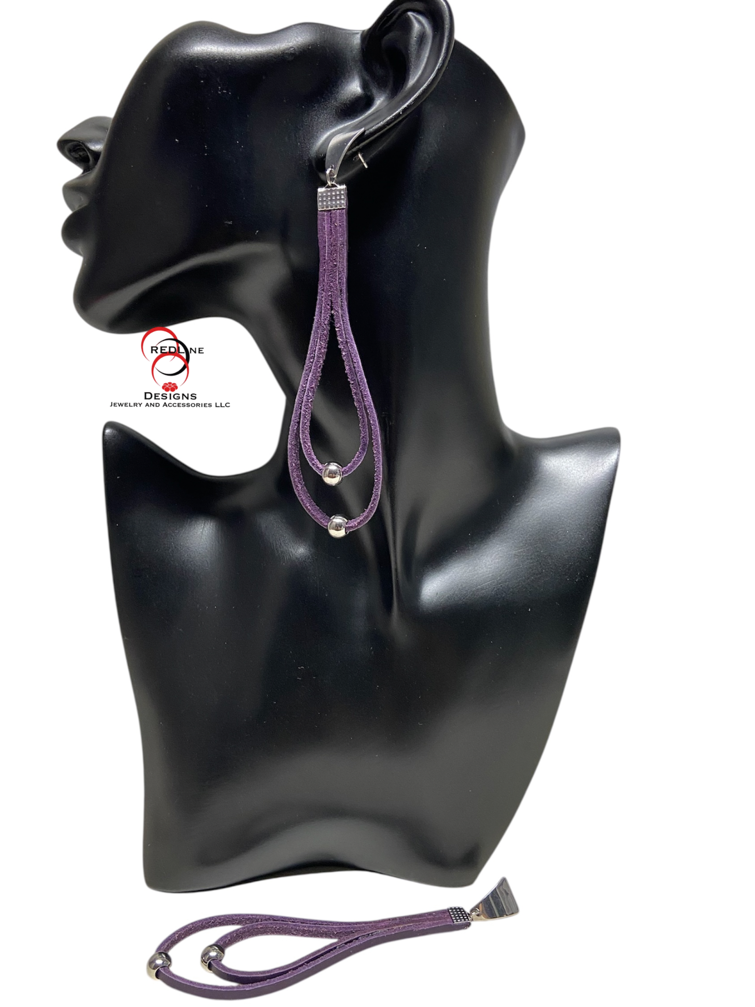Purple Leather Cord Dangles Item#E65