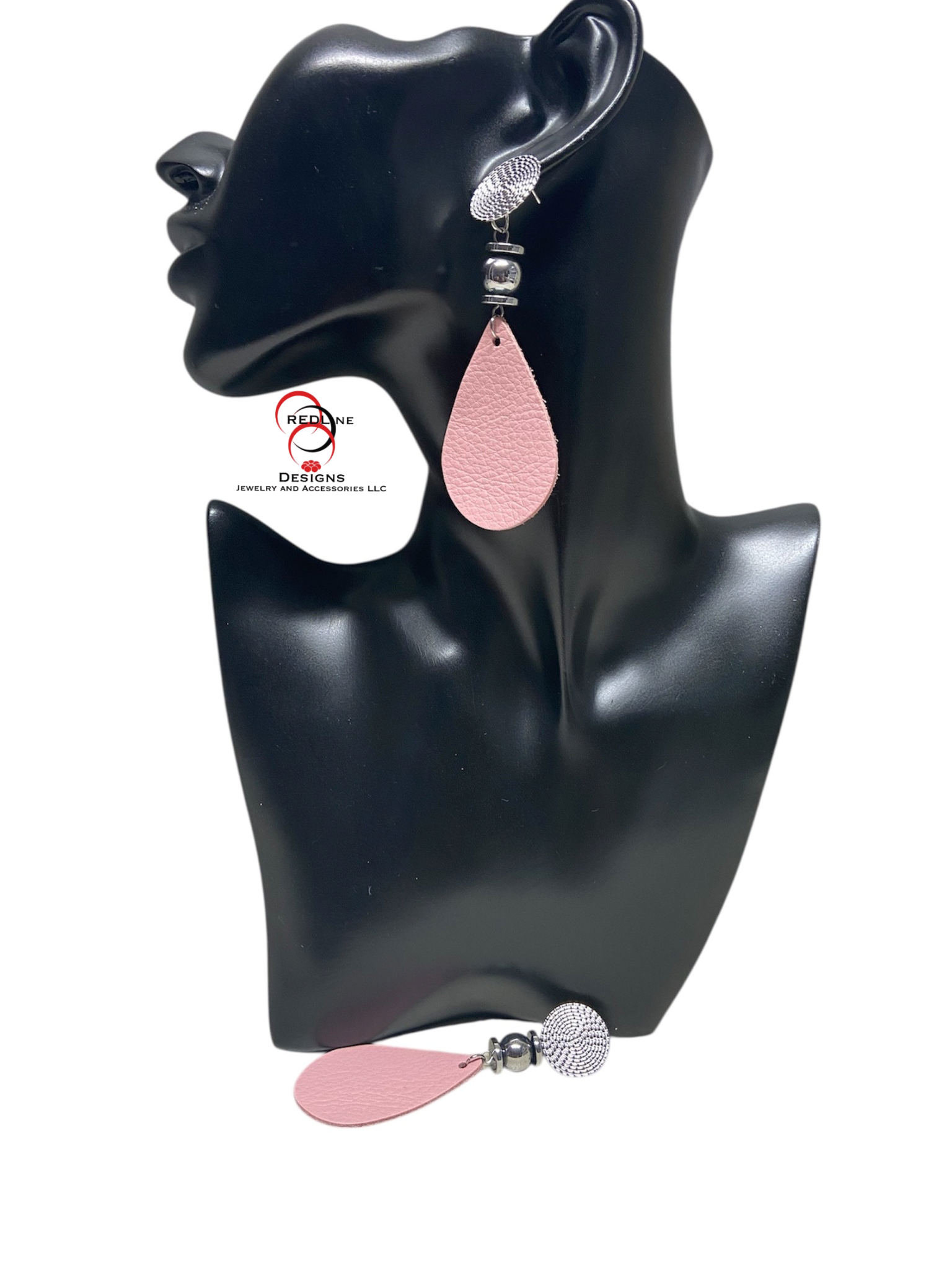 Pink Leather Teardrop Earrings Item# E123