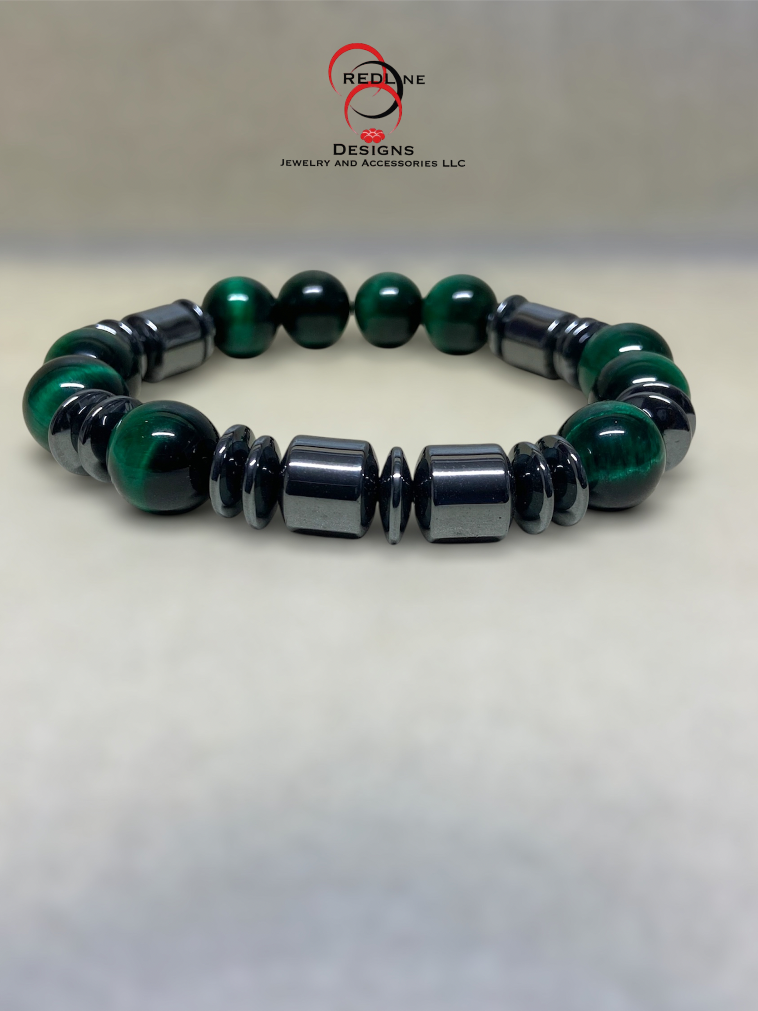 Men's Green Tiger's Eye Gemstone Bracelet Item# M27
