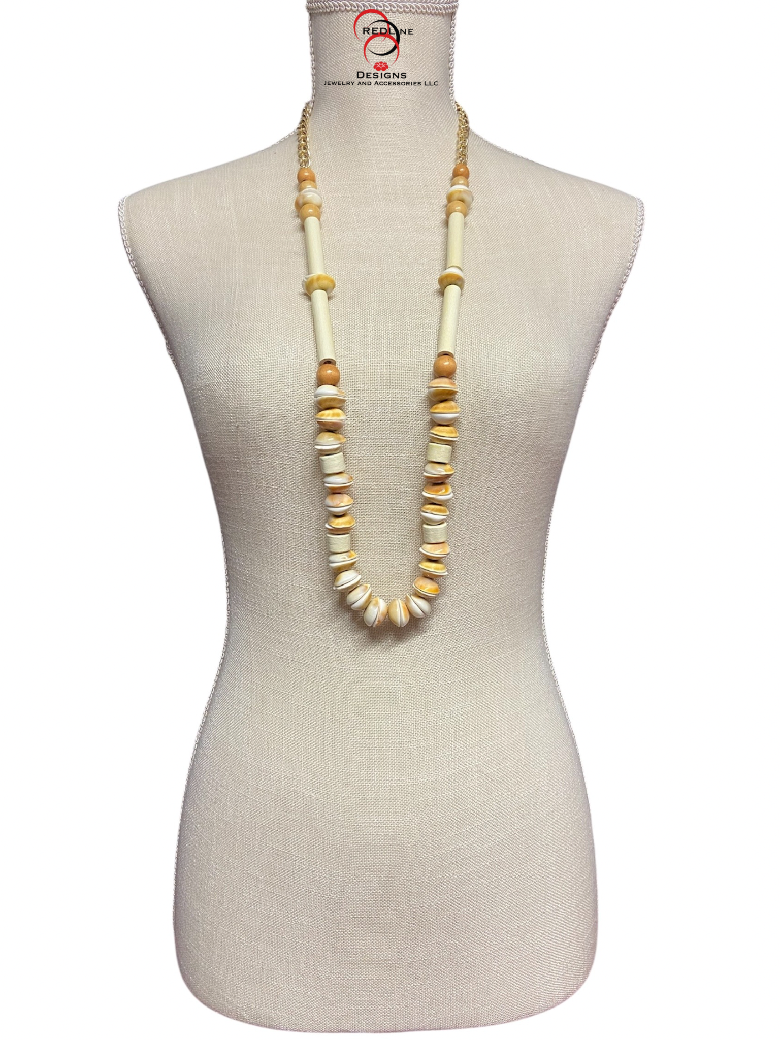 Wooden and Shiva Eye Shell Gemstone Chain Set Item#OS19