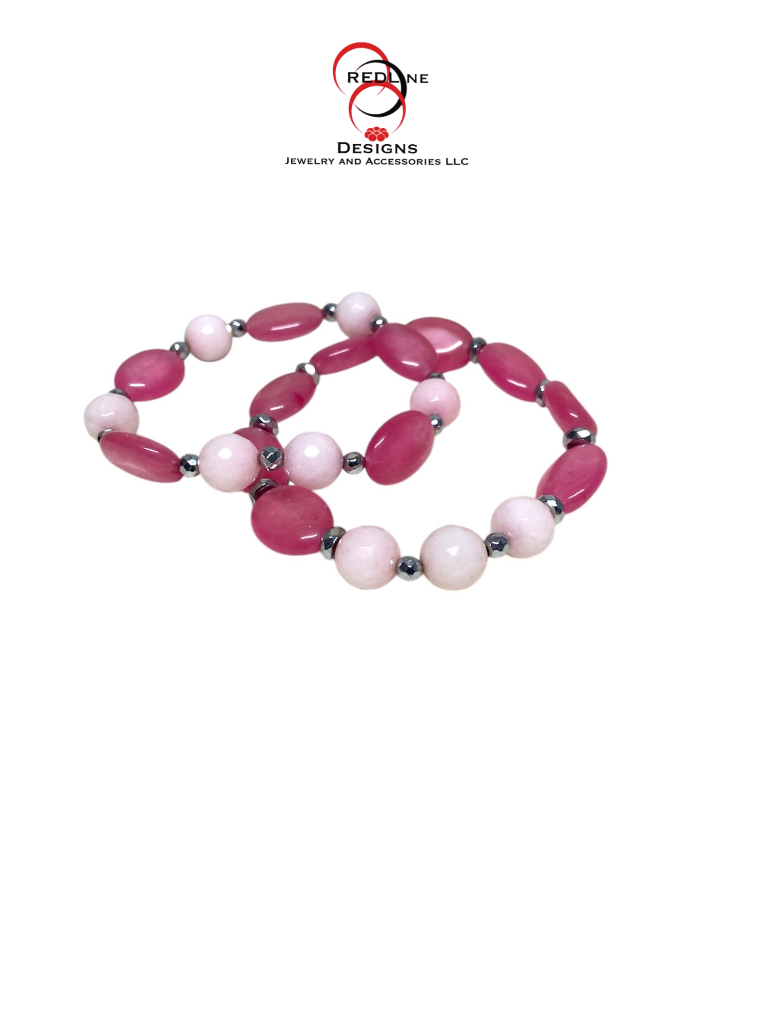 Pink on Pink Gemstone Stack Bracelet Set Item# WDC41