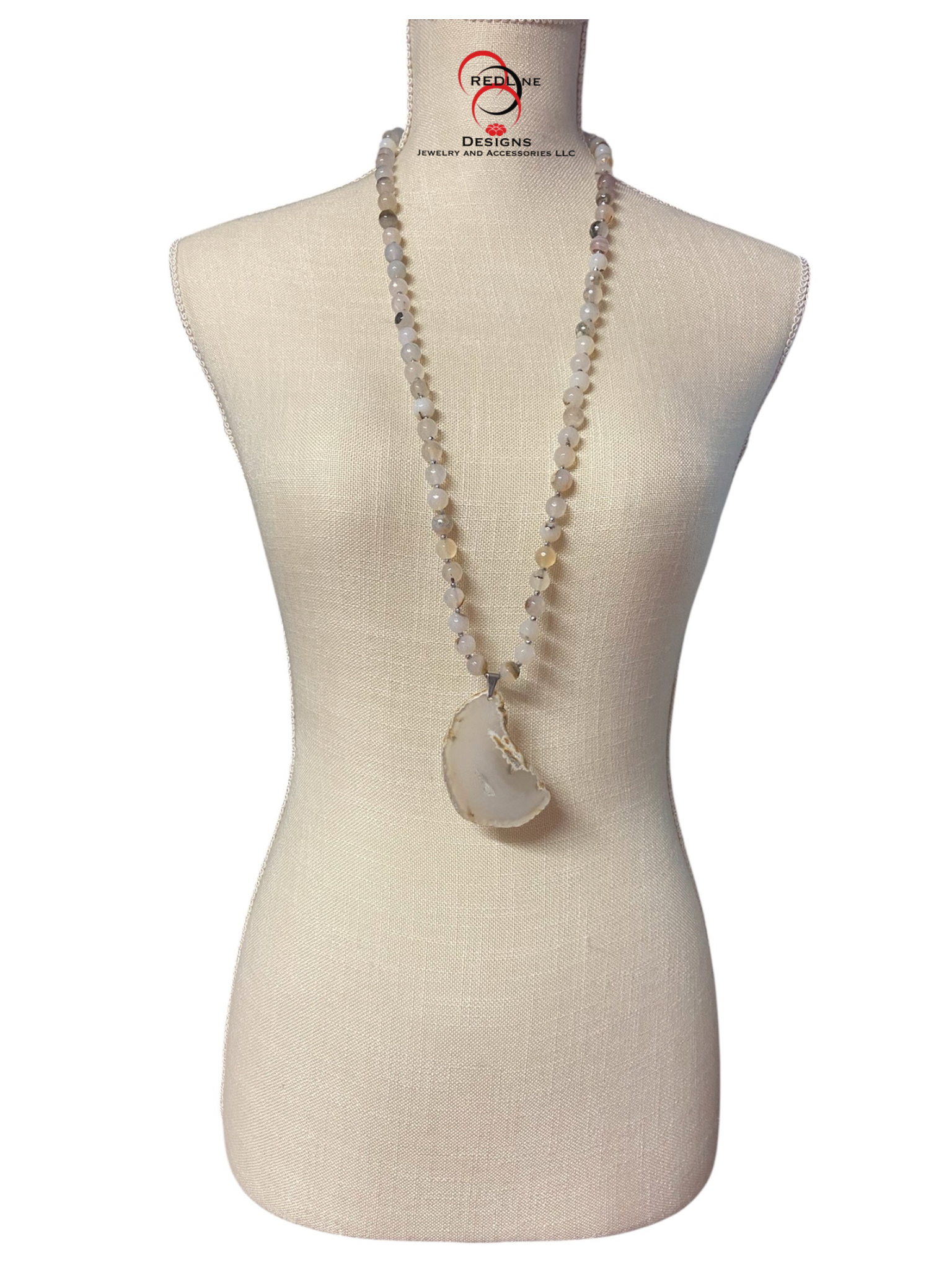 Natural Agate Pendent and Gemstone Bead Necklace Set Item#N80
