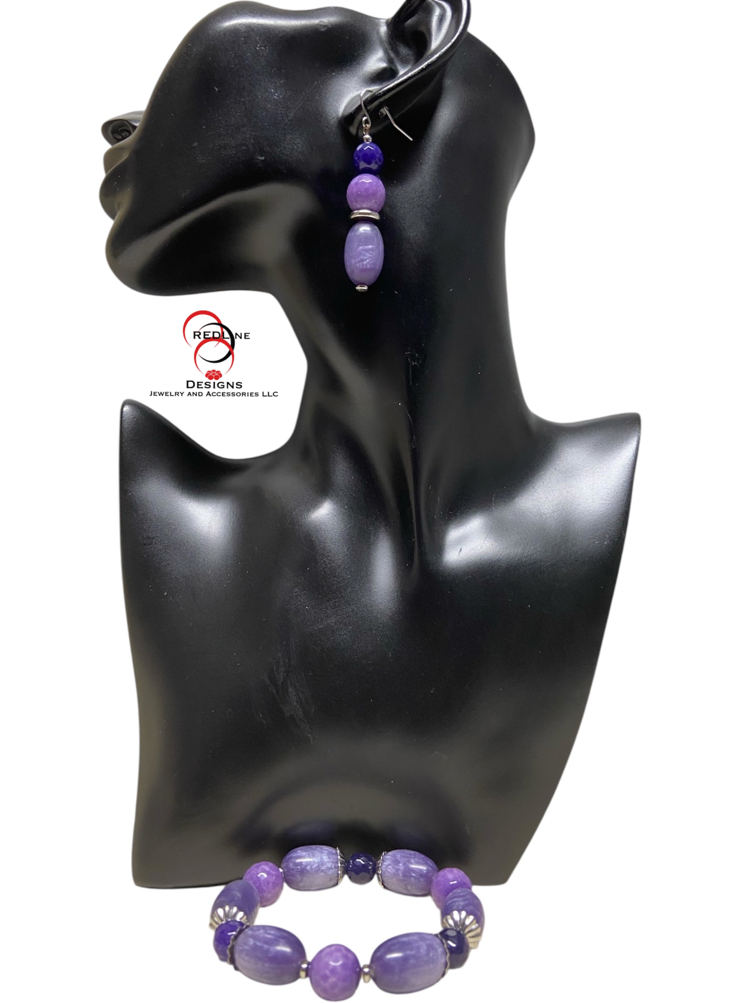 Purple on Purple Agate Bracelet and Earring Set Item# BE38