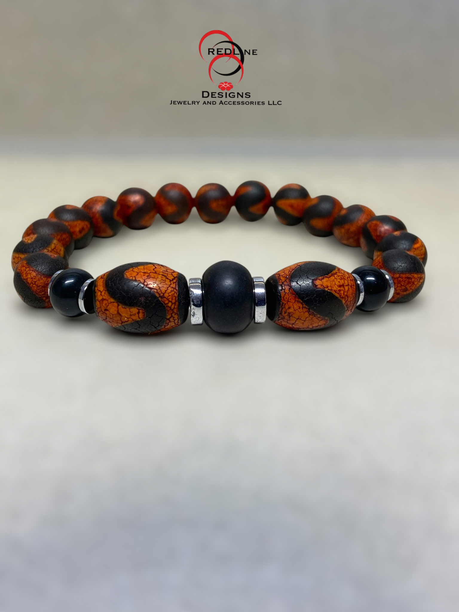 African Inspired Tibetan Dzi Agate Gemstone Bracelet Item# M20