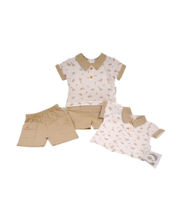 Dinosaur Linen Shorts Set