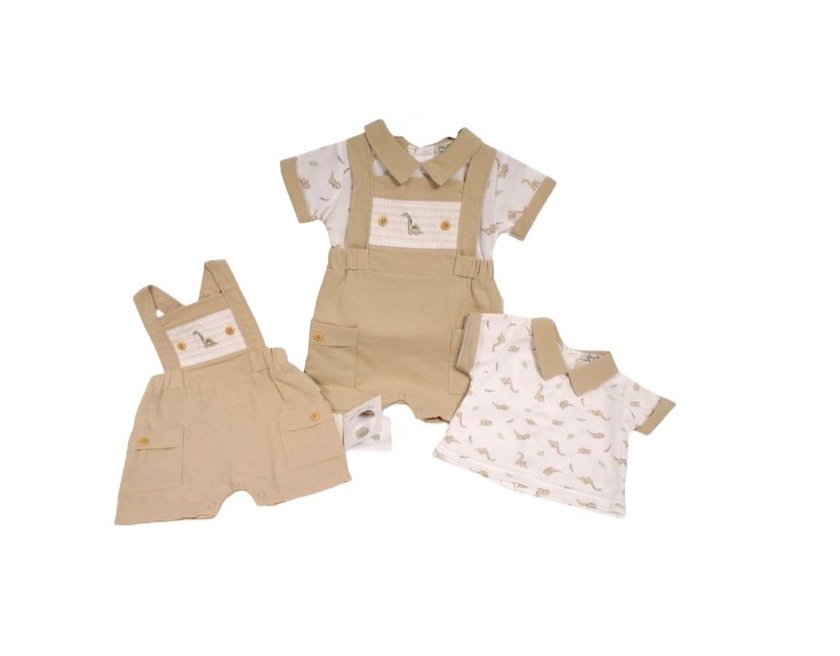 Dinosaur Linen Dungaree Set