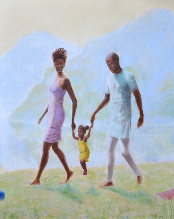 Kimathi Donkor 'IDYL OF OSUN, IFE AND SANGO,' 2019, acrylic on linen, 79 x 64 cm. 