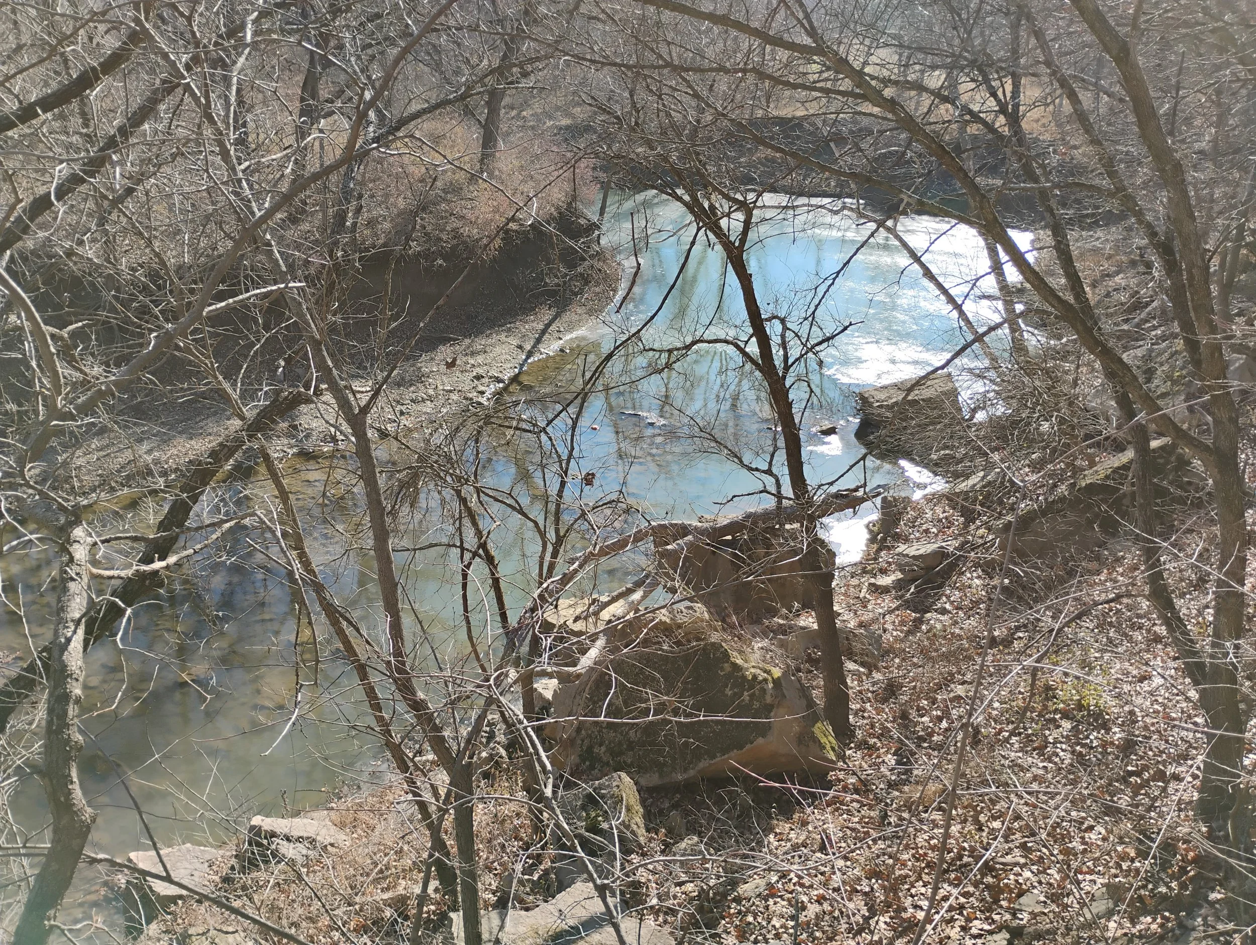 A view of the creek looking down from the trail.