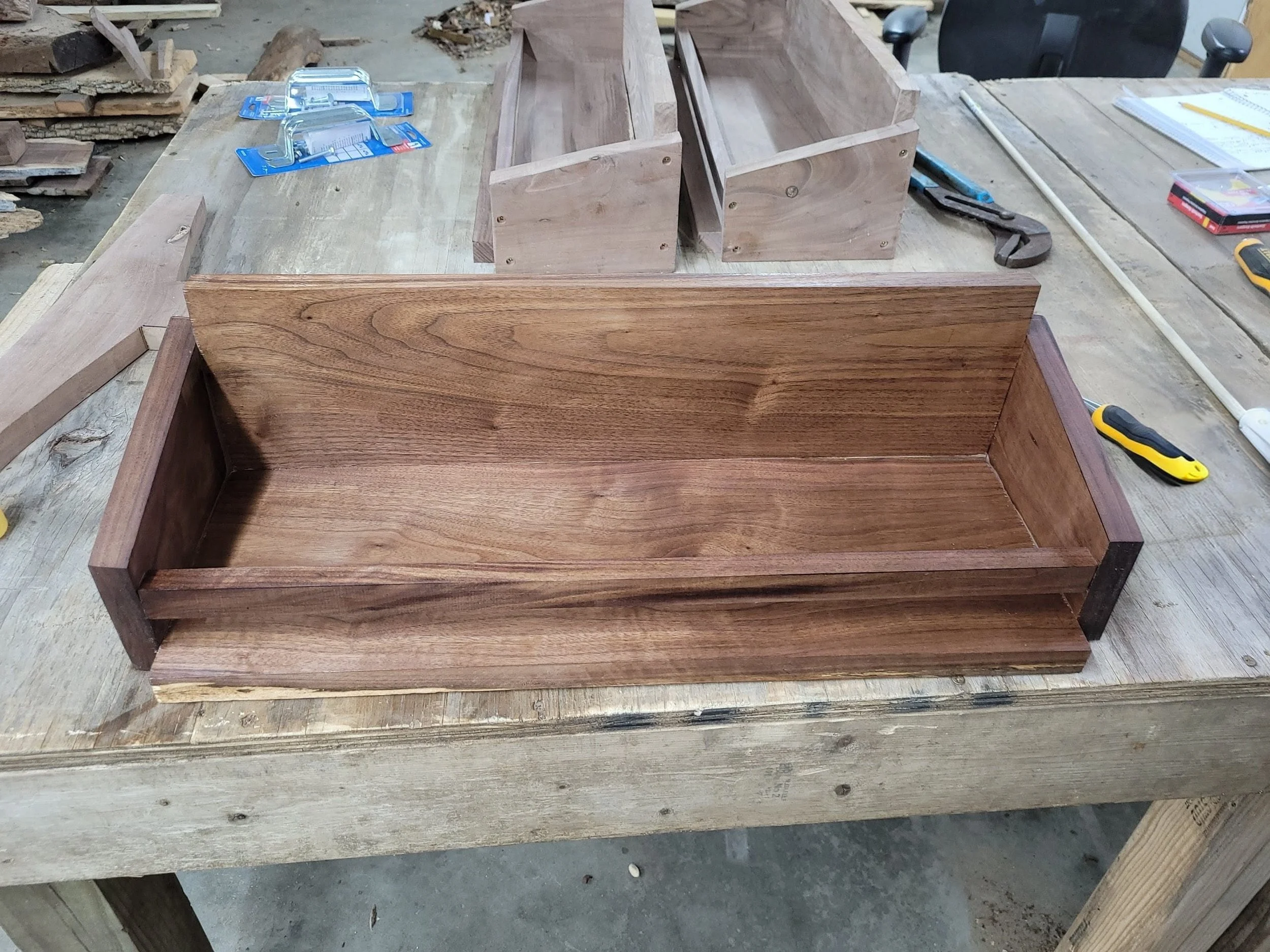 A work in progress shelf.