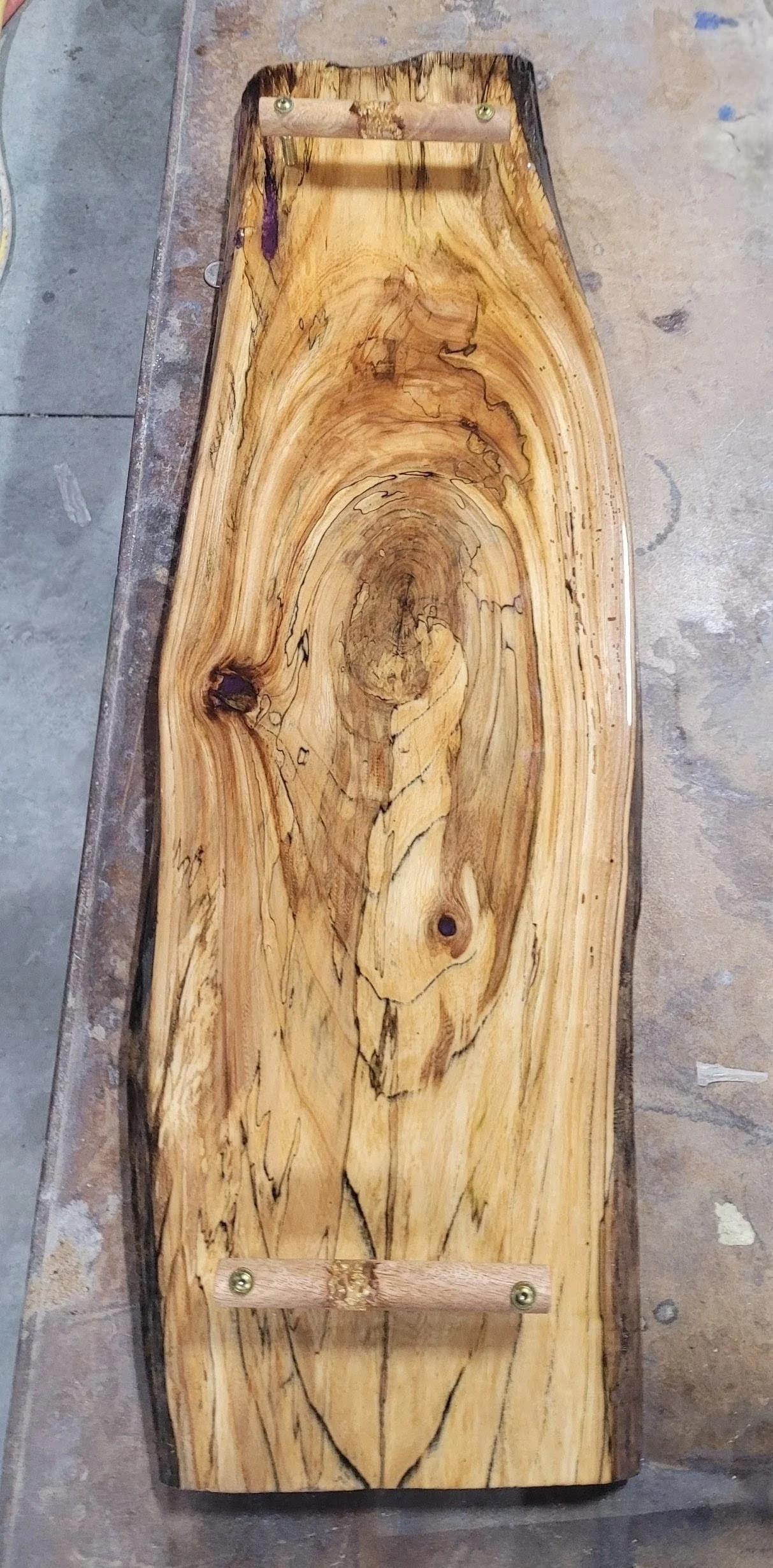 A finished drawer handle.