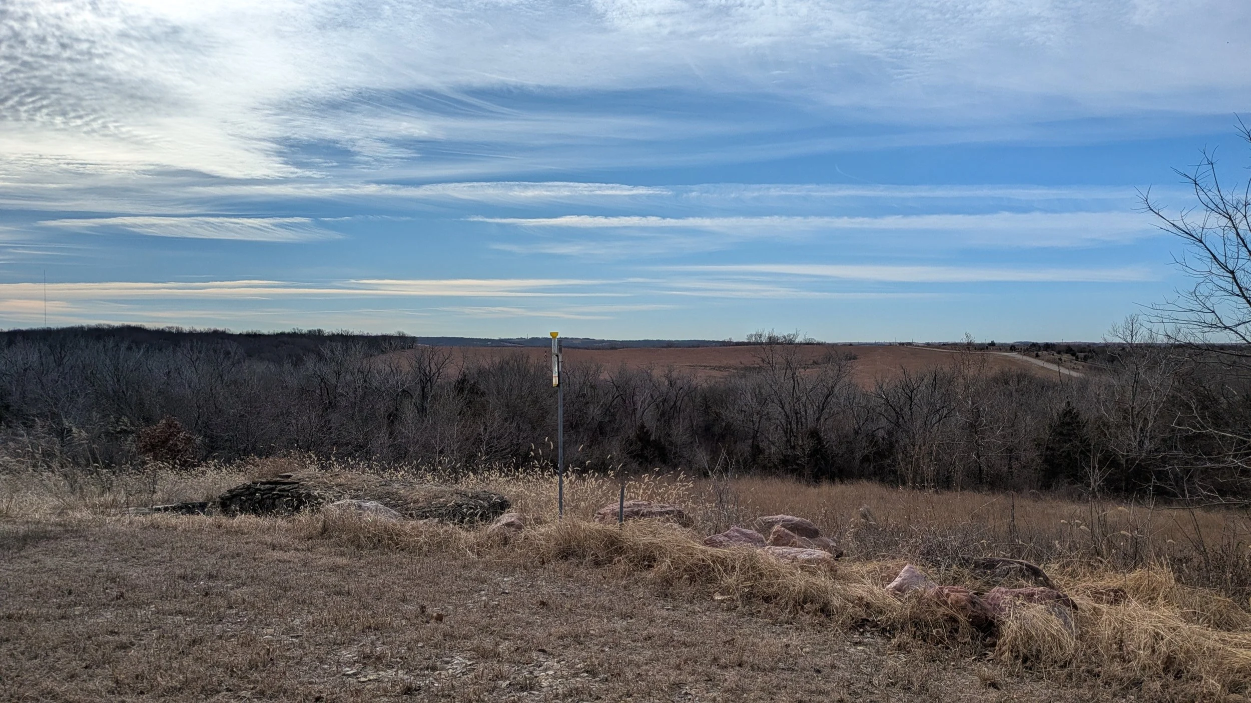 View of the forest, pasture, and hills form the Southern deck.