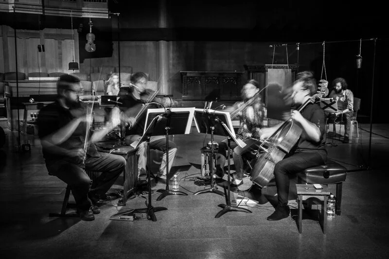 The Koan Quartet performs the premiere of 3 string quartets by Canadian experimental music composer, André Cormier with video design by Joshua Westerman. These works feature substantial reliance on performer intervention and choice-making, varying b…