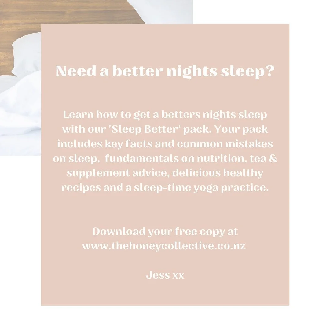 Looking to improve your sleep? Want to try some new recipes? Interested in a night time yoga practice?

Download your FREE &lsquo;Sleep Better&rsquo; pack today! Your pack includes recipes, common mistakes on sleep, a nighttime yoga practice, plus much more. 

Link in bio or head to www.thehoneycollective.co.nz and click on the banner on the homepage. 

I hope you enjoy. 

Jess xx