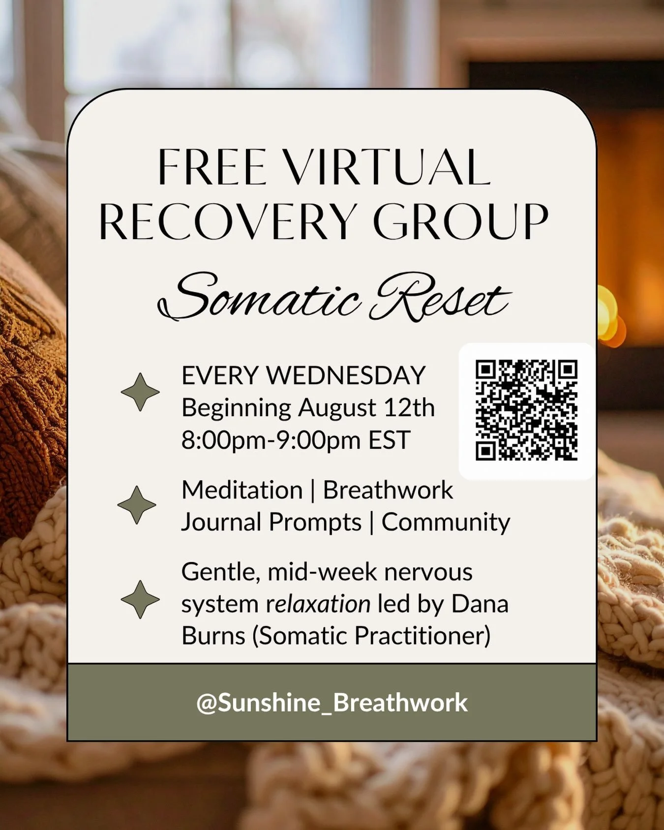 There is something powerful about taking one hour each week to pause&hellip; together. 🤍

I&rsquo;m so excited to open this FREE weekly virtual Somatic Reset for anyone in recovery, or anyone on a journey toward better mental health.

Each Wednesday