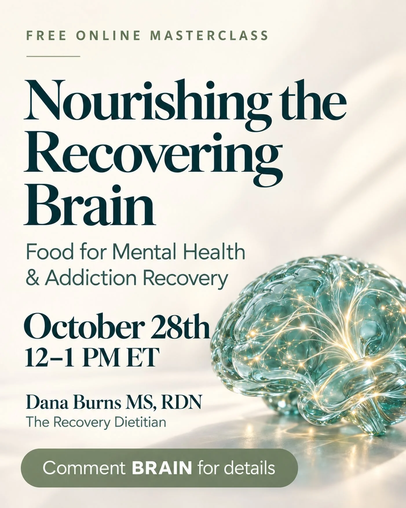 Join me for my FREE online masterclass 🧠 ✨

We&rsquo;ll explore early sobriety brain chemistry, gut health, sugar cravings, emotional eating, and practical ways to nourish yourself in recovery. NBD just my life&rsquo;s work that I&rsquo;m sharing on