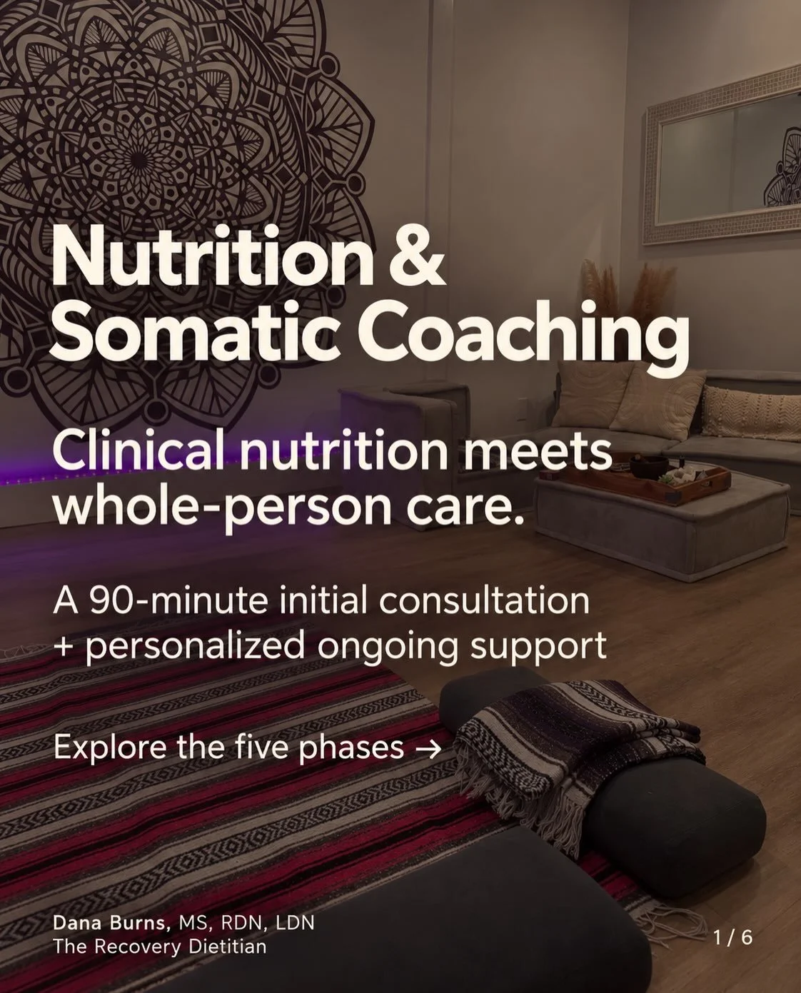 Step into my office&hellip; ✨

A space to feel heard, reconnect with yourself, and explore what nourishment looks like in your life.

My private nutrition and somatic coaching sessions bring together clinical nutrition, meditation, visualization, and