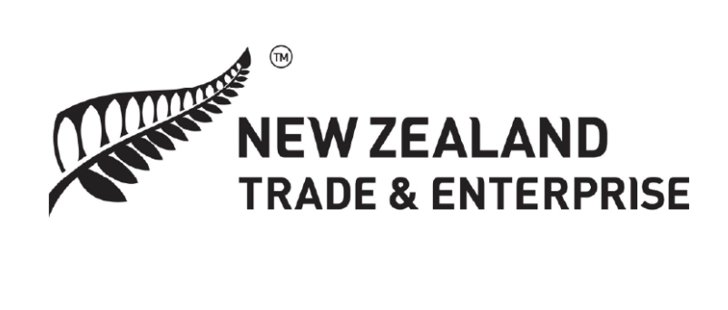 Logo of New Zealand Trade & Enterprise featuring a black fern leaf and bold text.