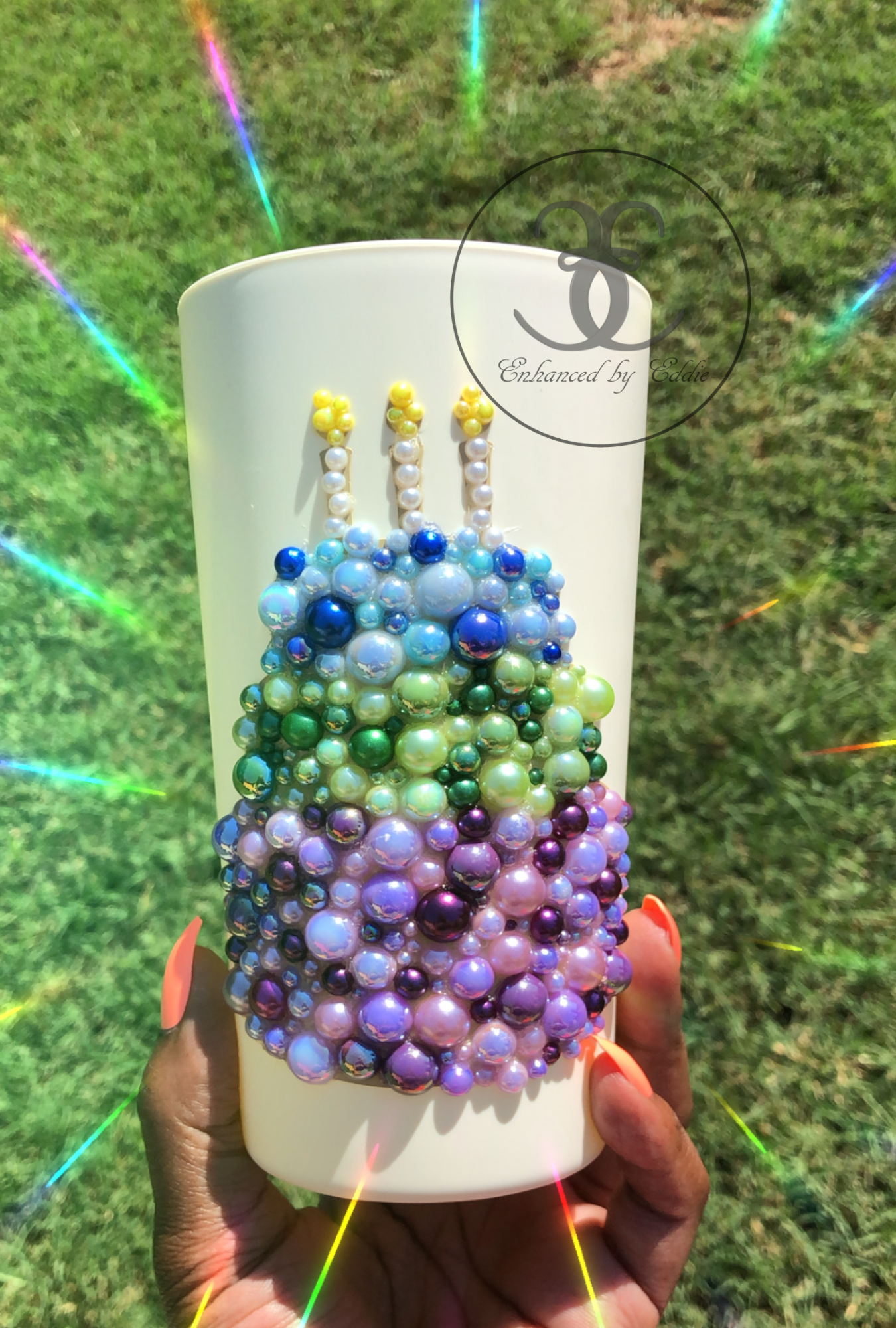 Birthday Cake Cup- Blue, Green, Purple (Ready to Ship)