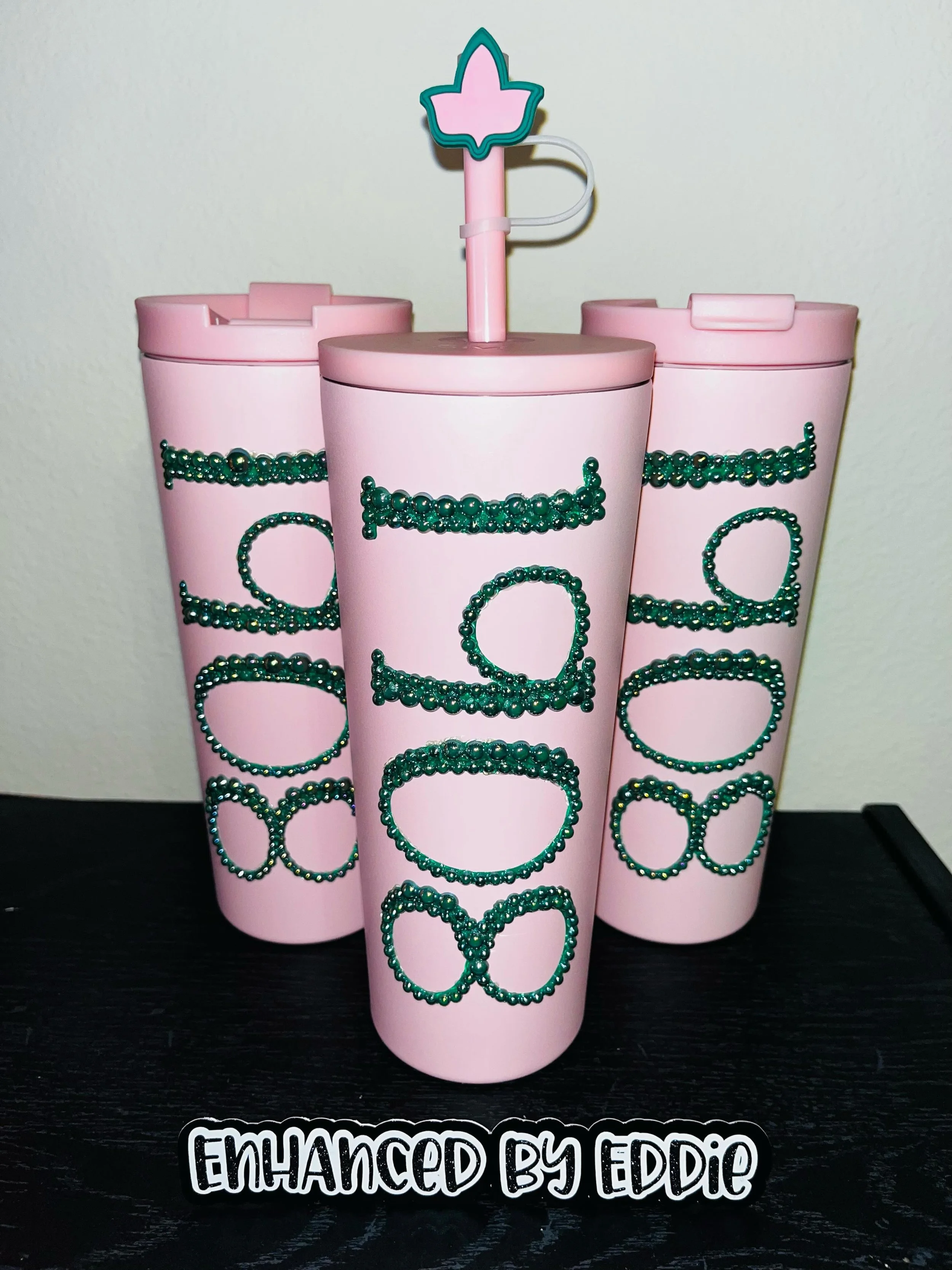 Sippin pretty 🩷💚 Available. Check the link in my bio.