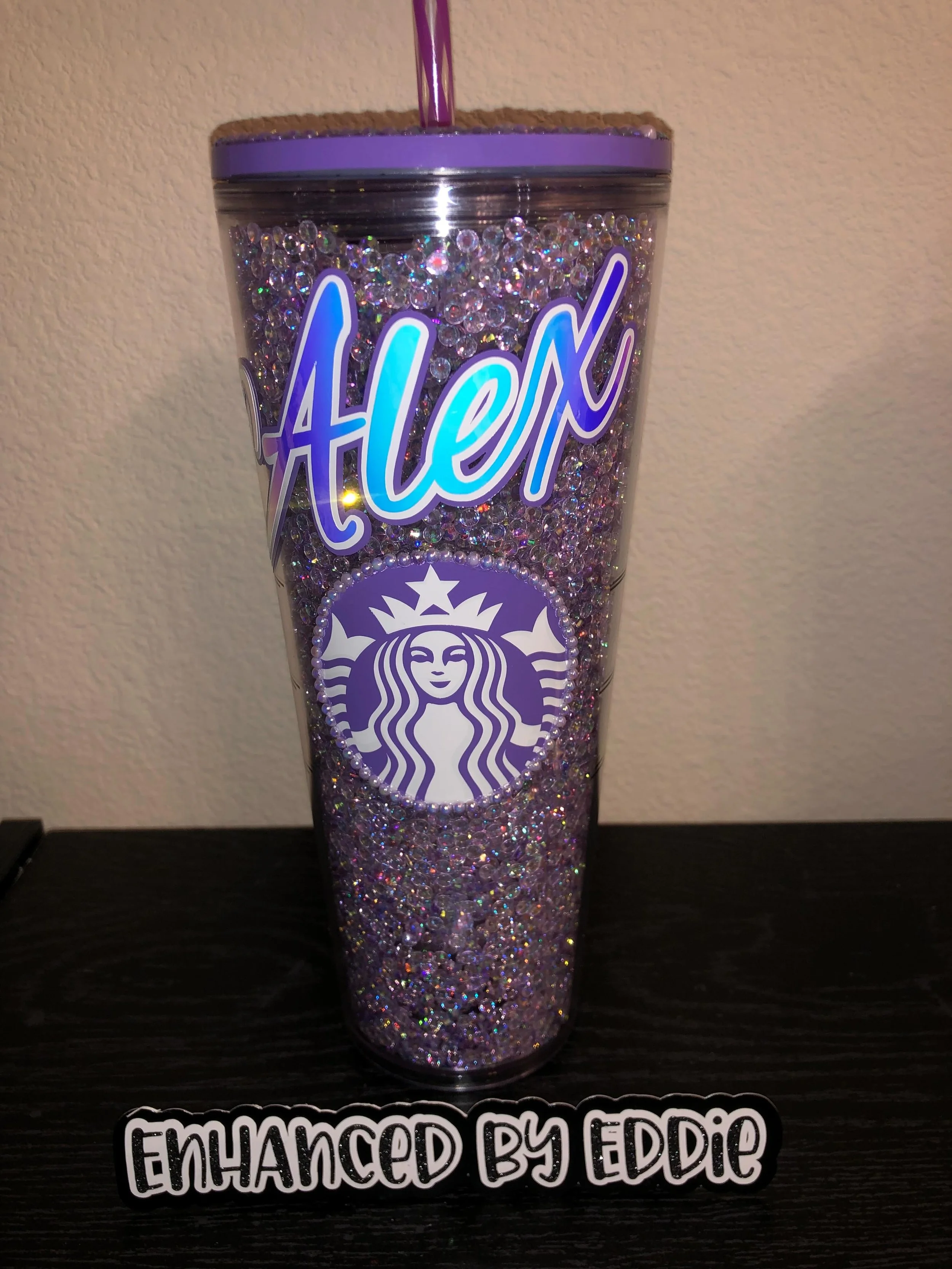 💜💜💜 A custom purple rhinestone filled tumbler 💜💜💜