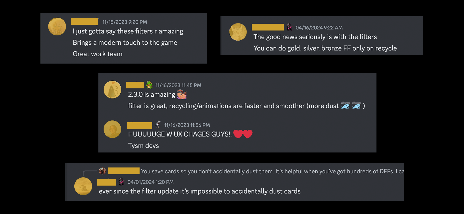 Player feedback!