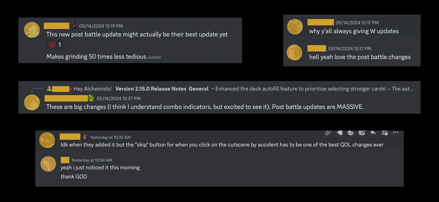 Player feedback!