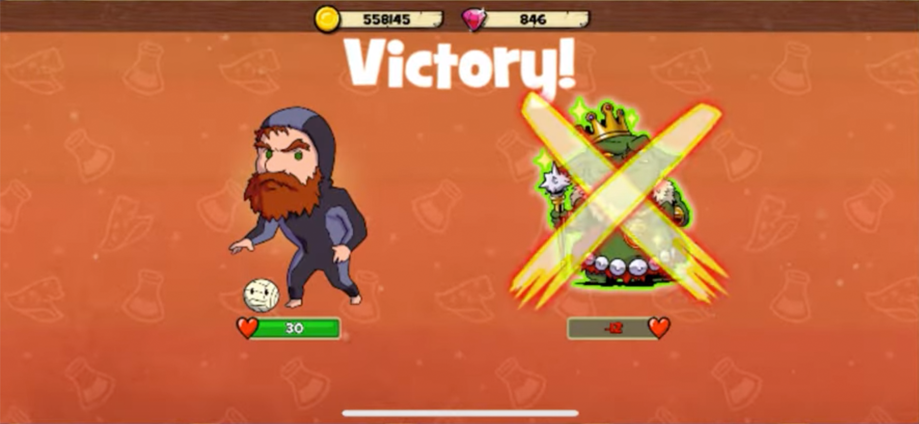 Instead of altering the animations too much, they were repurposed with the original content. Health meters were also added to this screen to be informative to the Player.