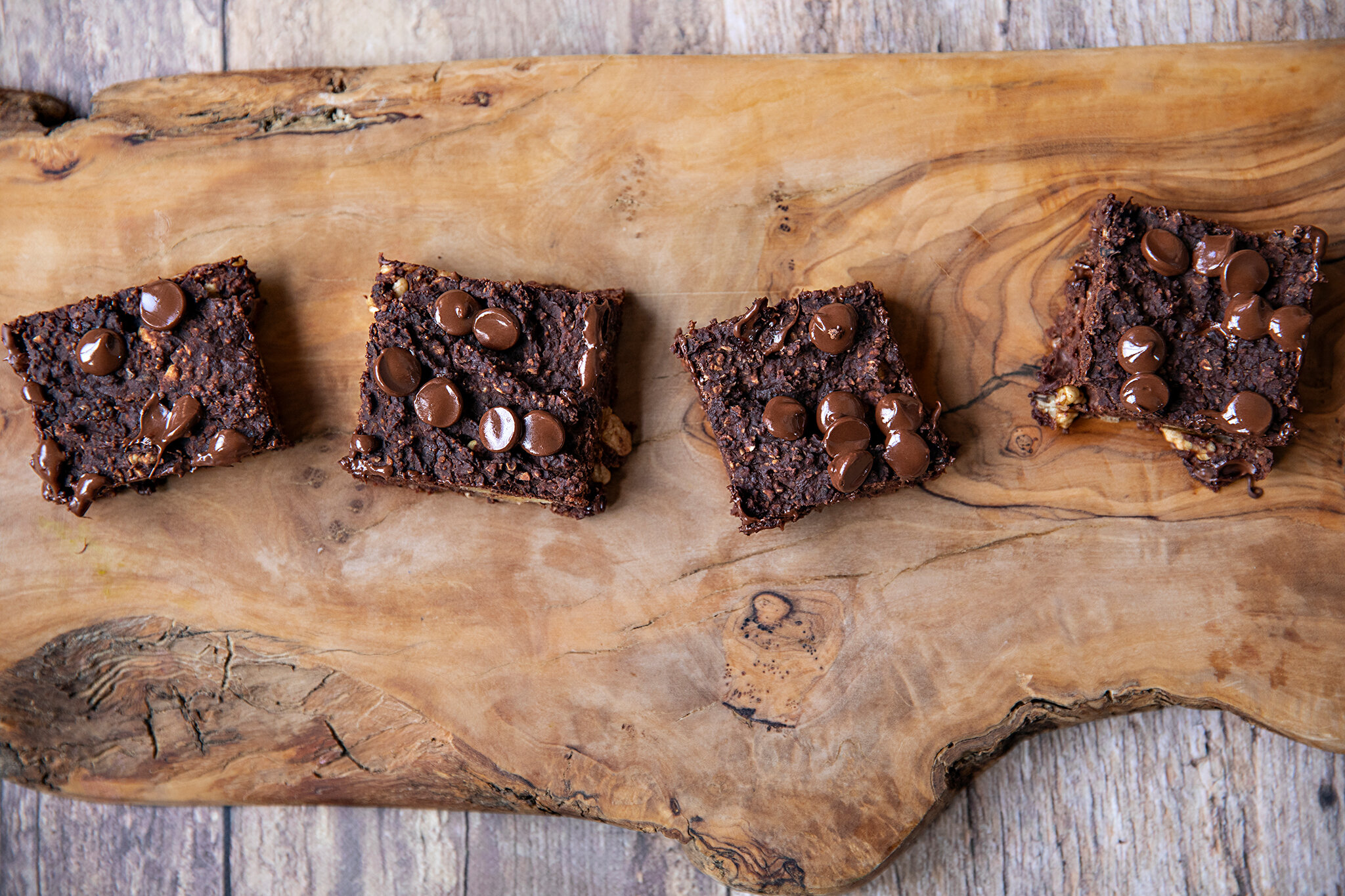 brownies on wooden board overhead photograph for business and product branding in Wanaka