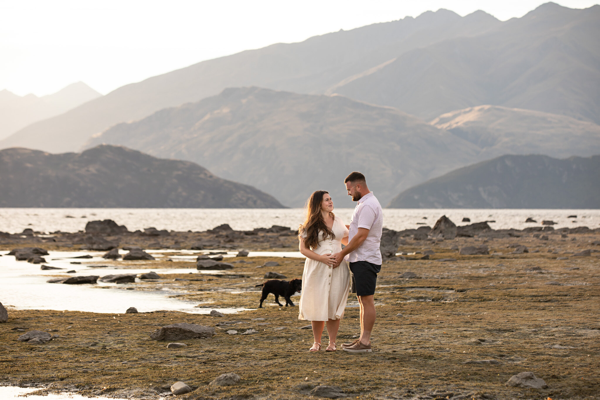 Sunset lake maternity couples photography Wanaka