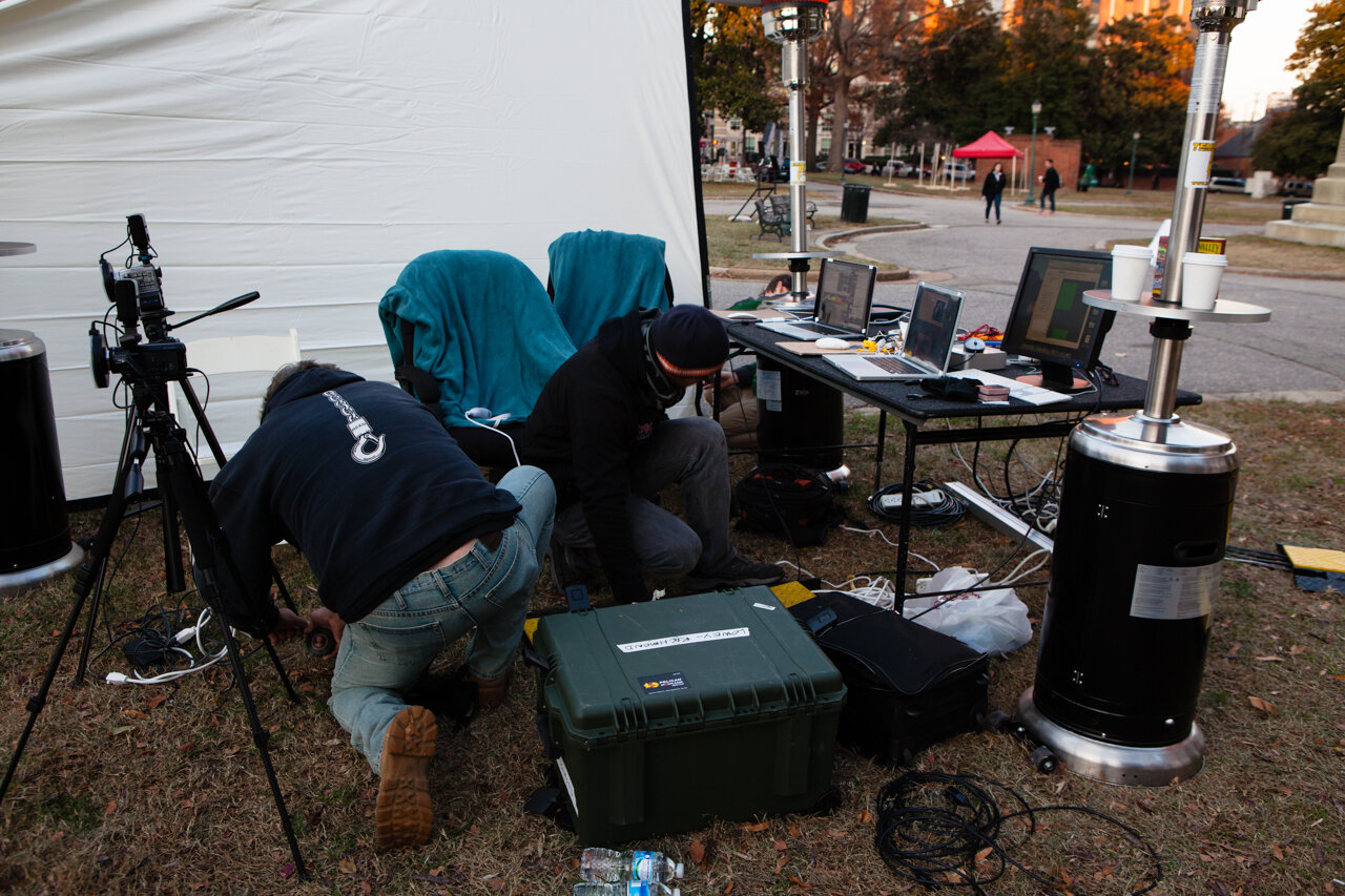 Home base set up with two positions for eye video samples.