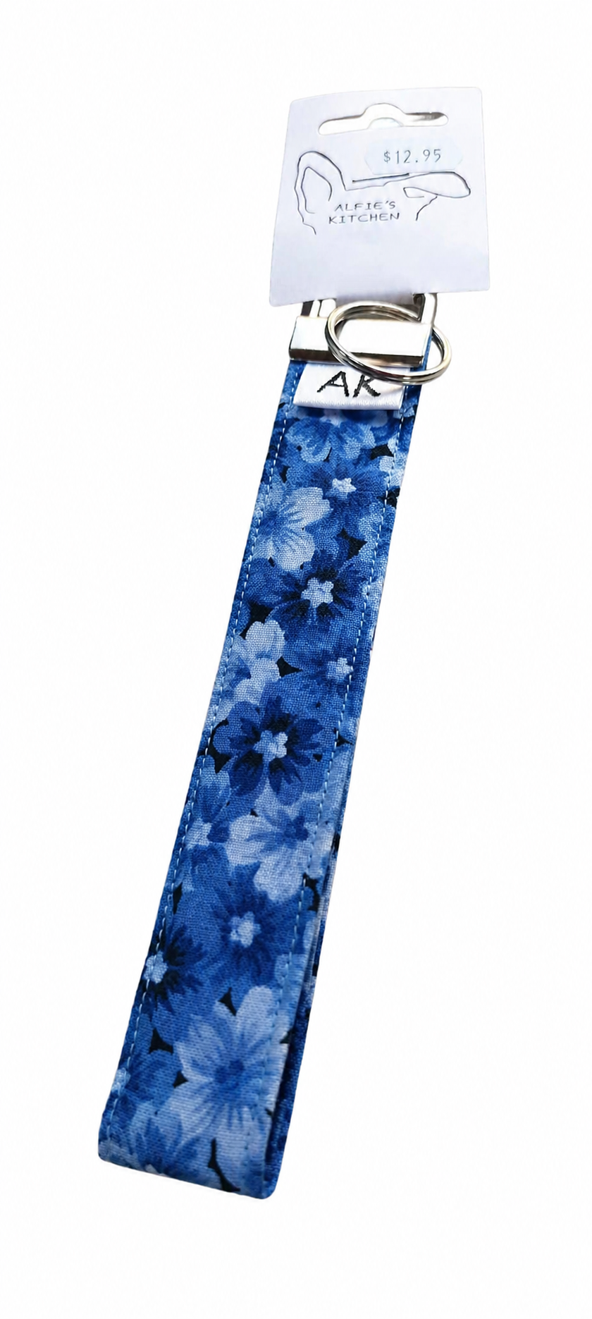 Blue Floral Wristlet
