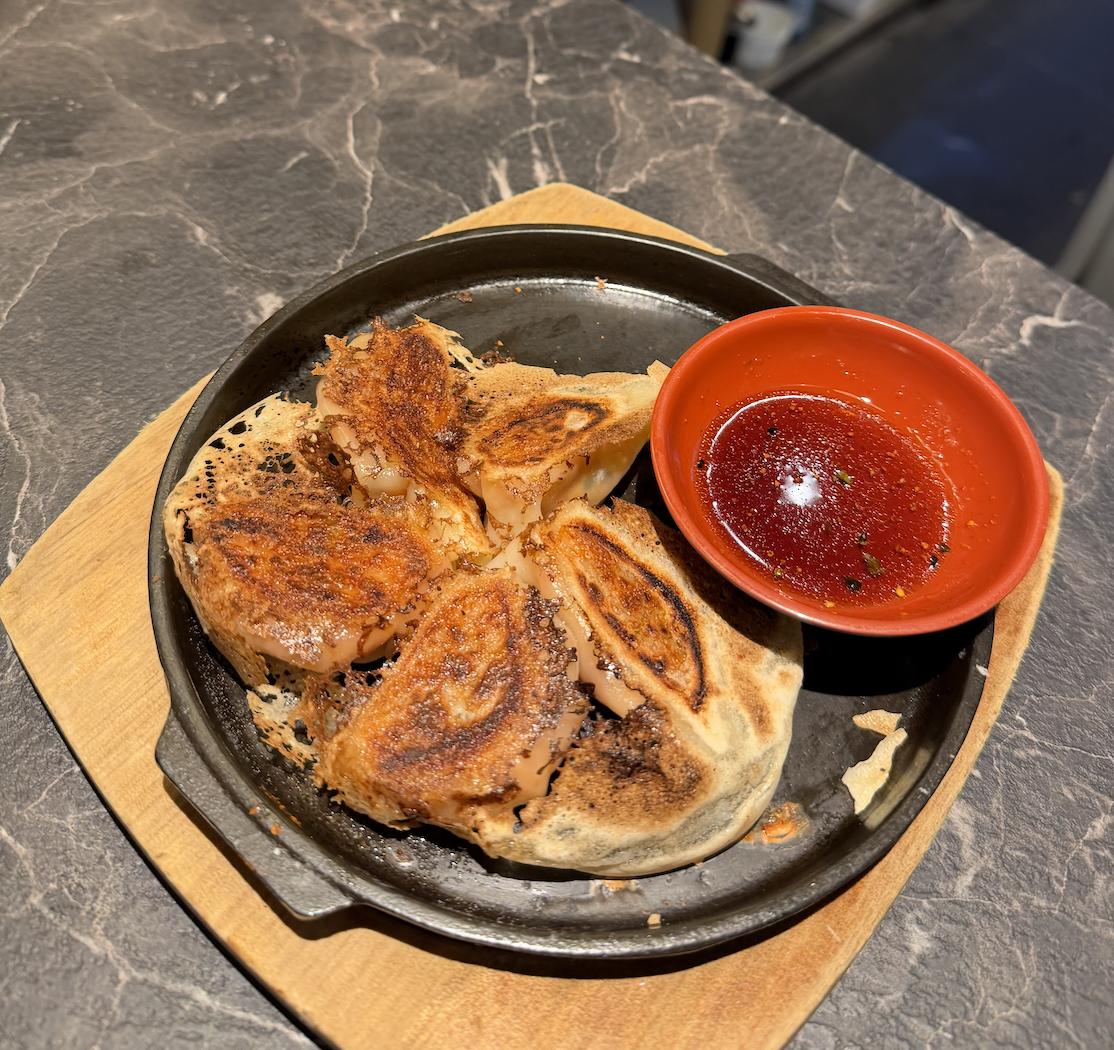 Gluten free pan-fried kimchi dumplings from Okashi Sanda