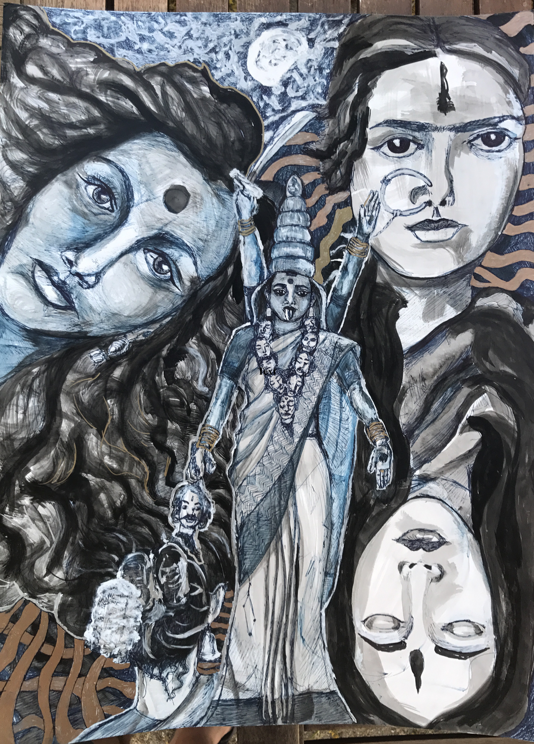 Title: Shanti EnergySize: 18” x 24”Media: Ink Wash and PenYear: 2018