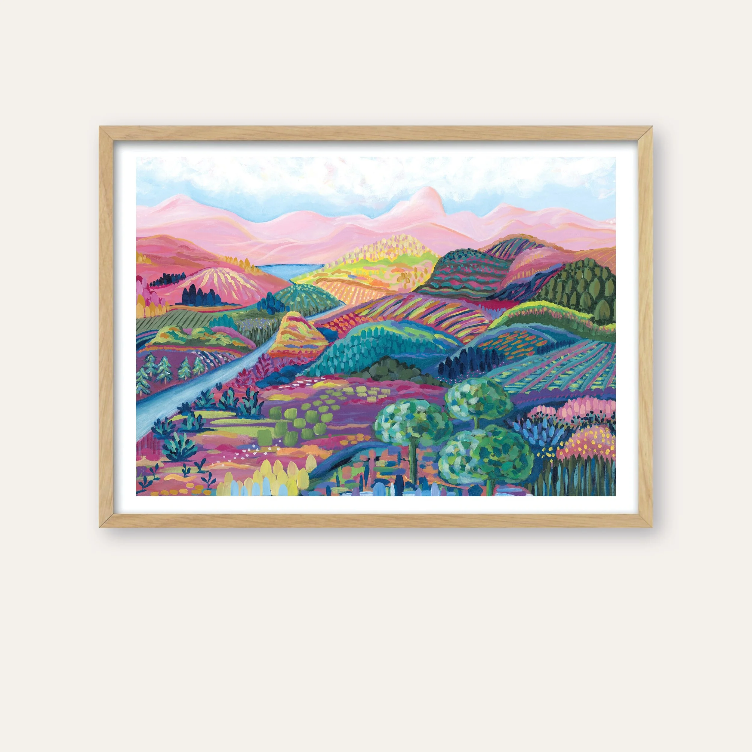 "Pink Ranges" - Abstract Landscape - UNFRAMED Art Print on finest 300 gsm thick high quality paper