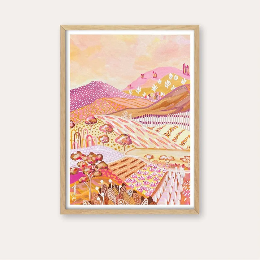 "Just Peachy" - Abstract Landscape - UNFRAMED Art Print on finest quality 300 gsm card paper